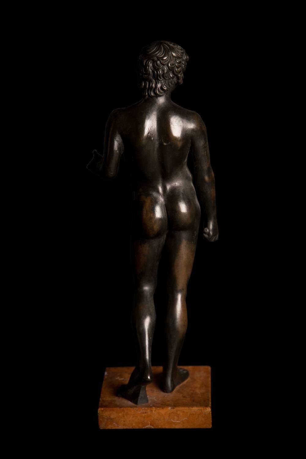 Italian Fine and Rare Grand Tour Patinated Bronze of the Antinous Farnese, 19th Century