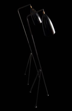 Exceptional Pair of Italian Grasshopper Lamps, Greta Grossman Manner, circa 1960
