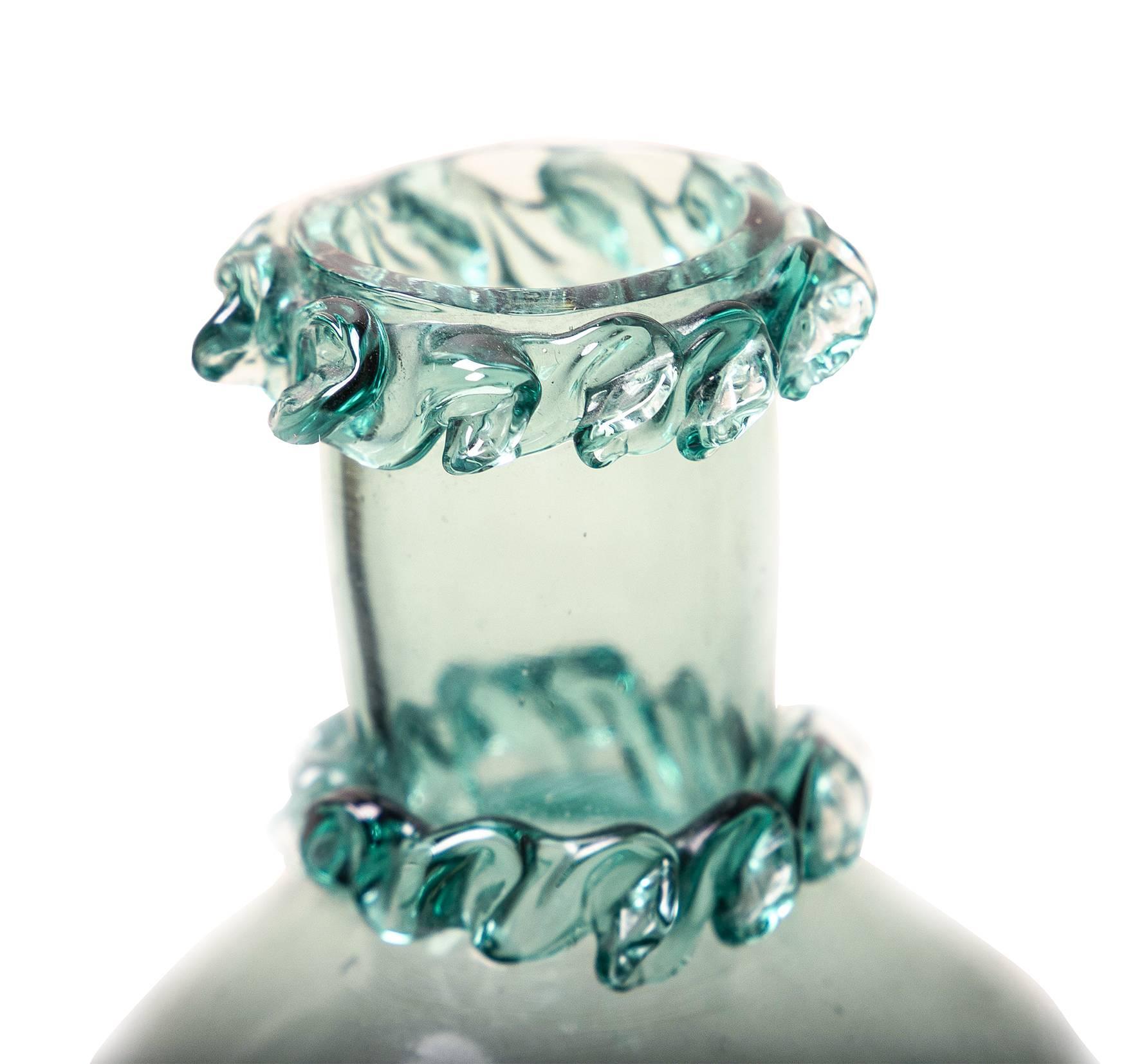 Victorian Rare Handblown Green Glass 'Ewer' from Stourbridge, England, circa 1860
