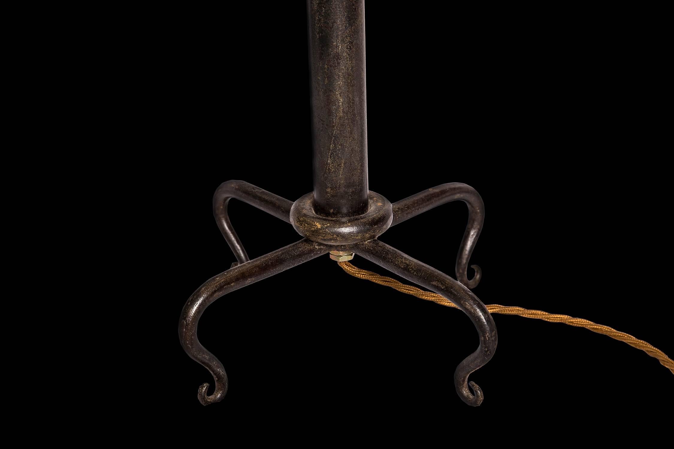 Art Deco Wrought Iron Table Lamp Attributed to René Prou, circa 1920