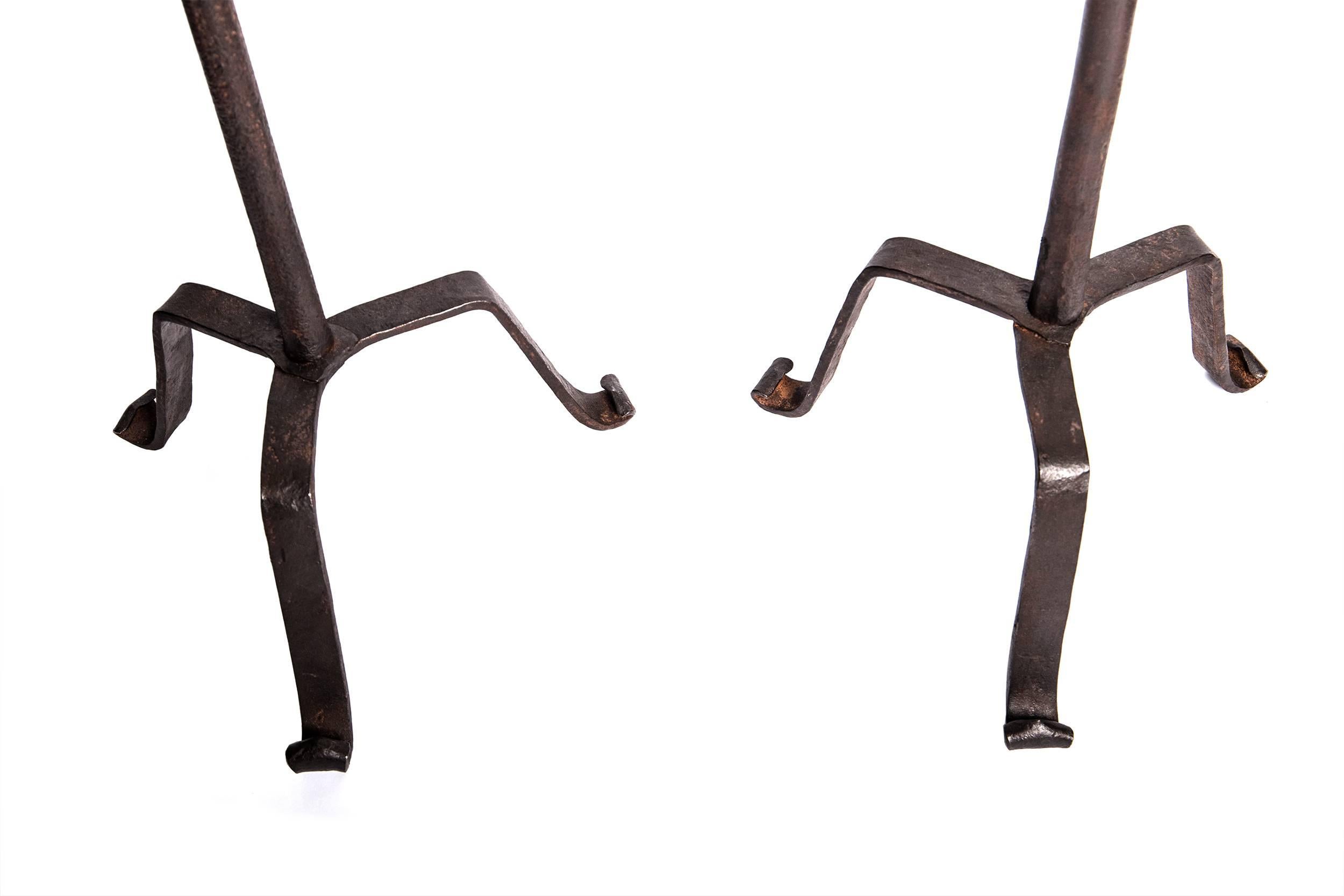 Baroque Pair of Wrought Iron Floor Standing Prickets from Umbria, 16th Century