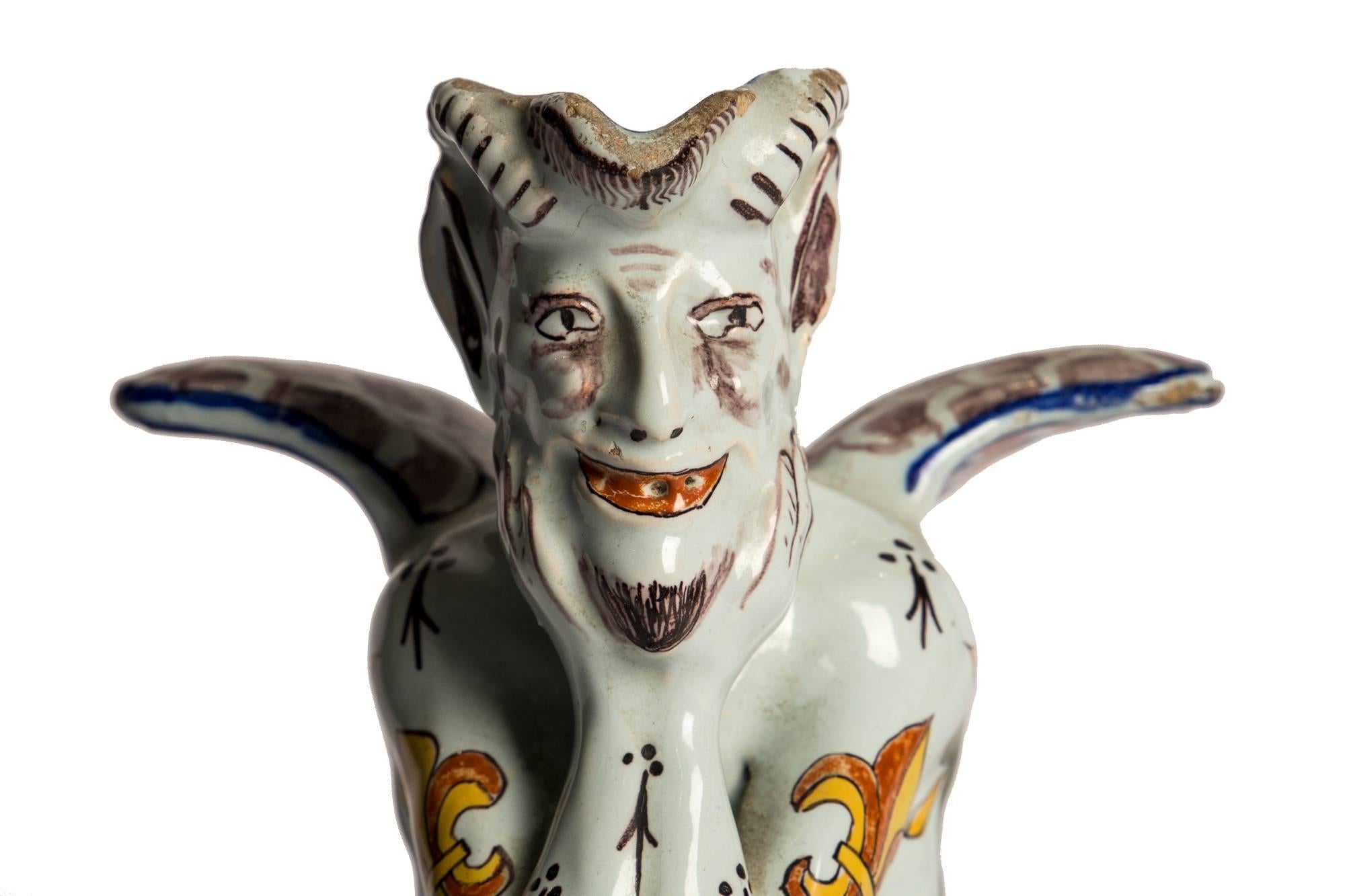 Italian Faience Devil Jug, Italy, Early 19th Century