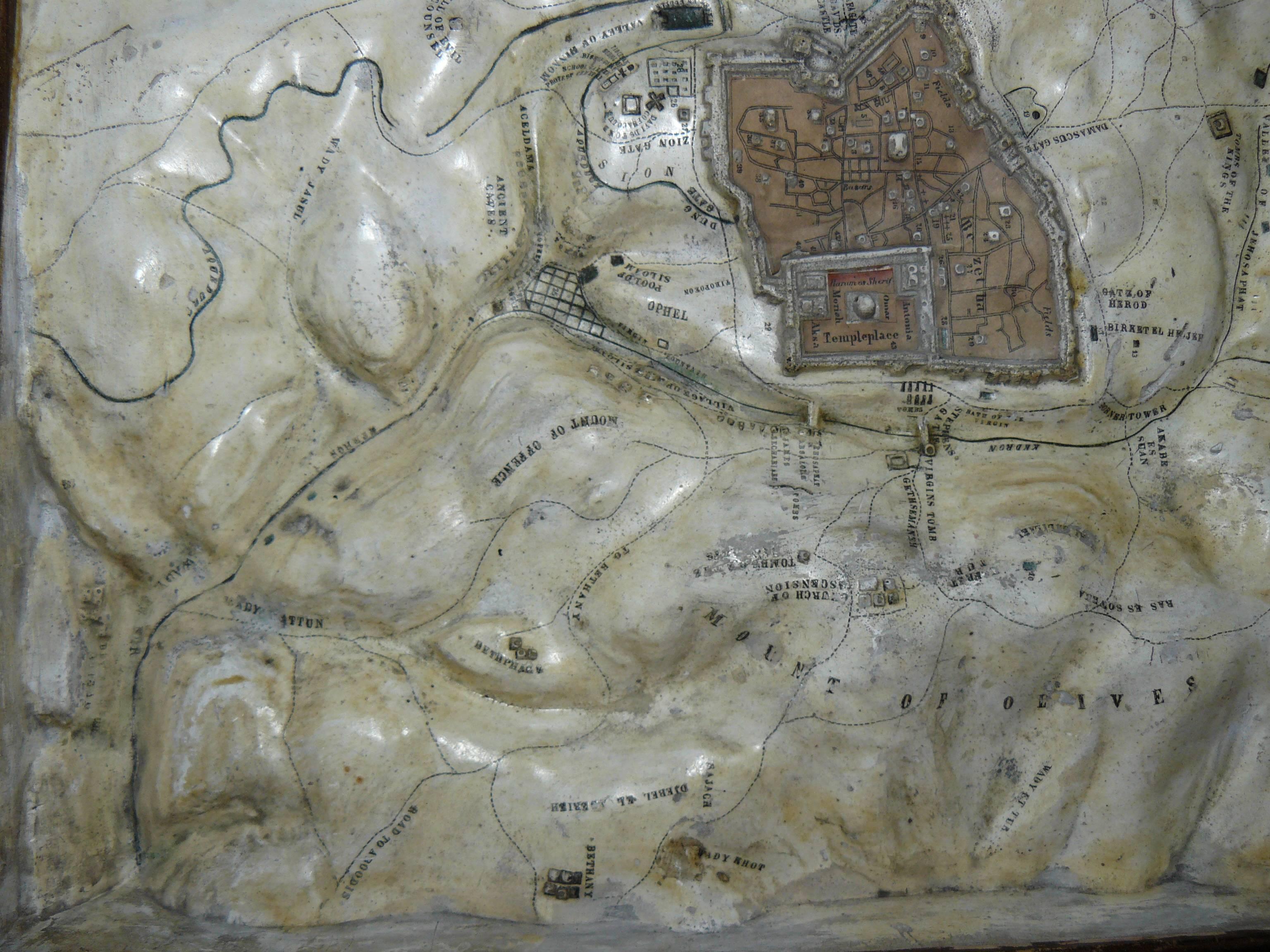 British 19th Century, Relief Map, Plaster, Jerusalem For Sale