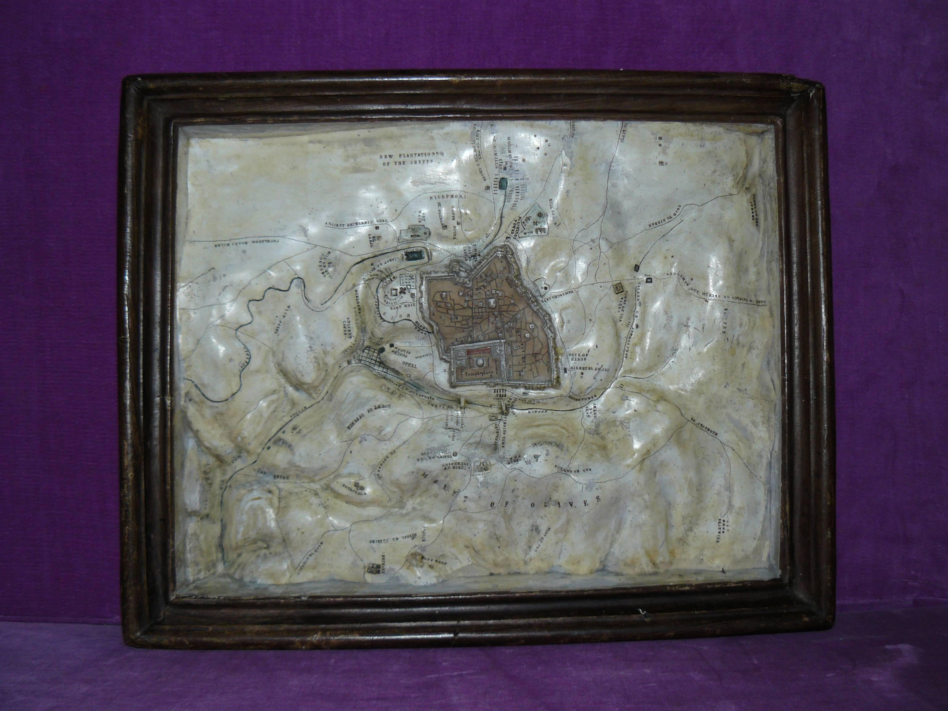 19th Century, Relief Map, Plaster, Jerusalem In Fair Condition For Sale In Biarritz, FR