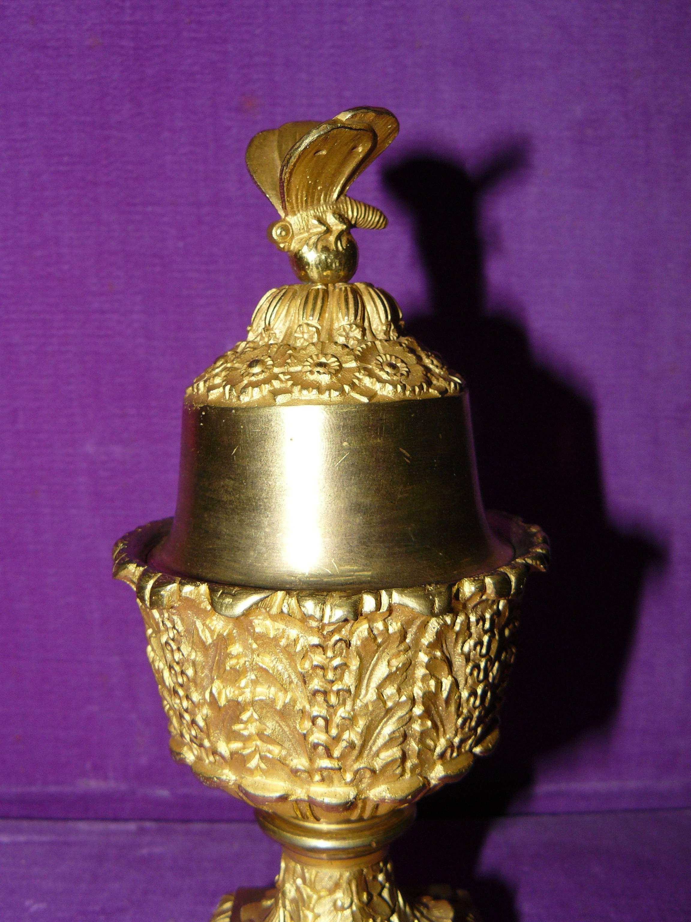 19th Century Charles X, Inkwell and Bell Gilt Bronze