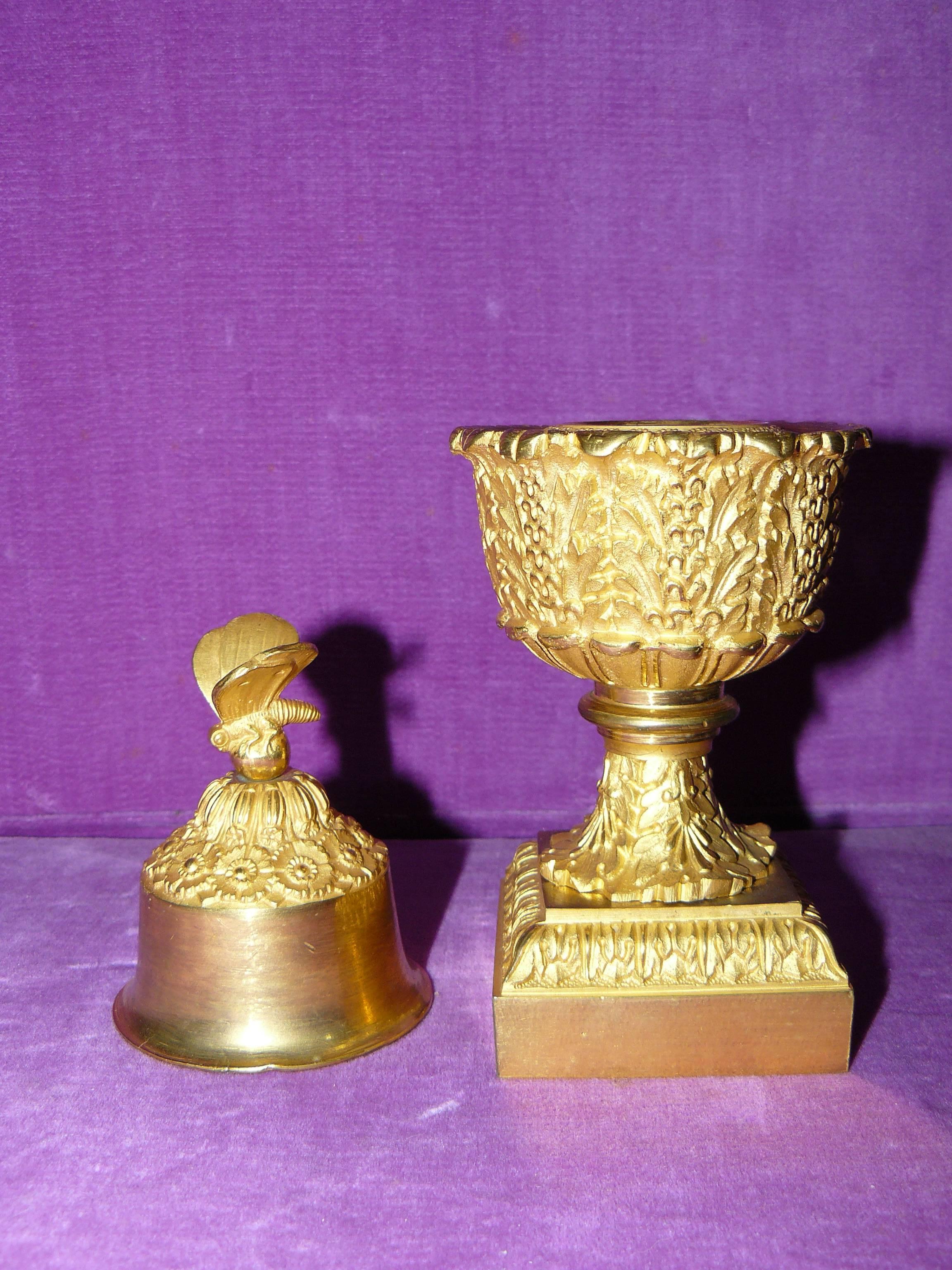 Charles X, Inkwell and Bell Gilt Bronze 1