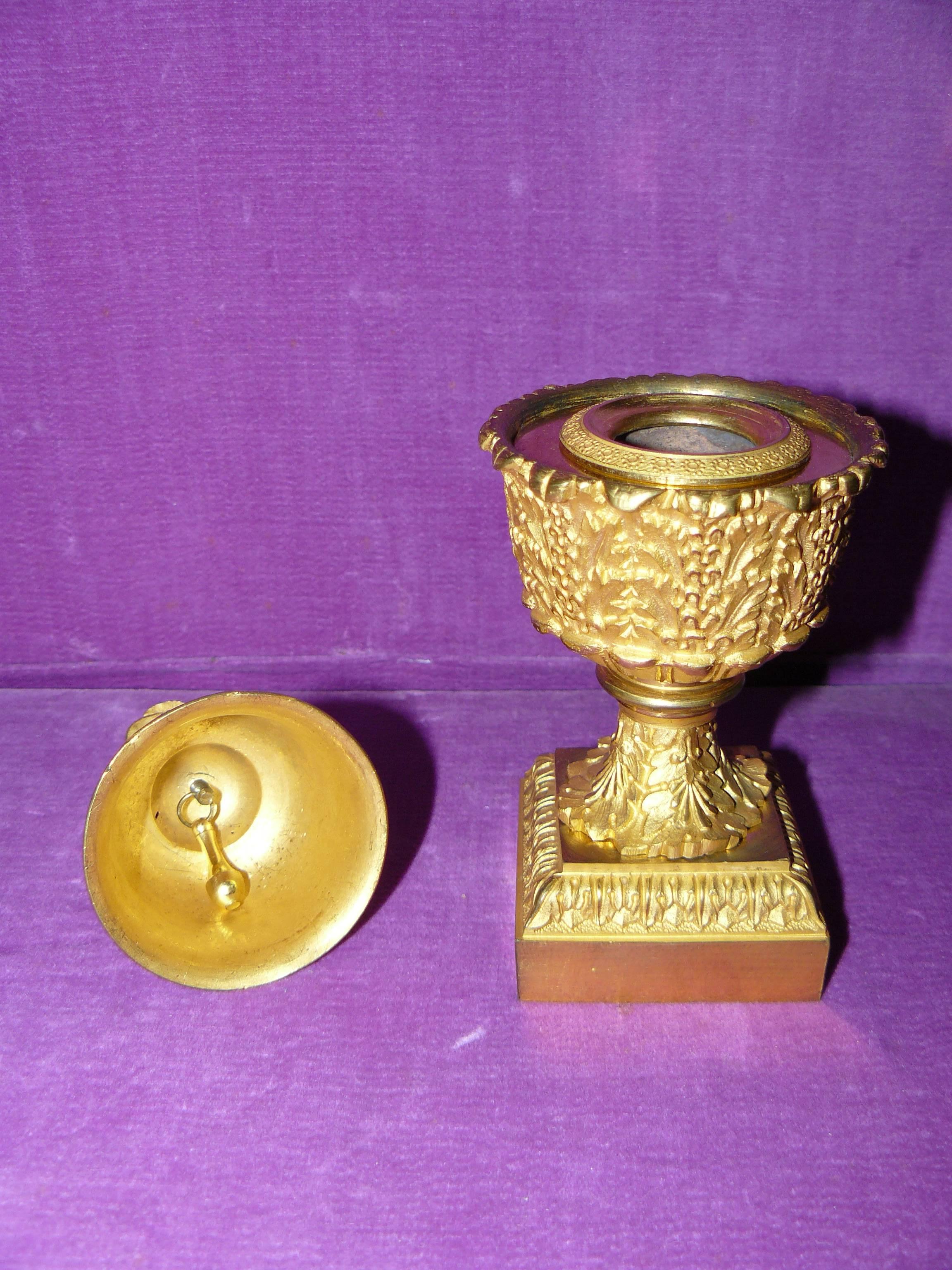Charles X, Inkwell and Bell Gilt Bronze 3