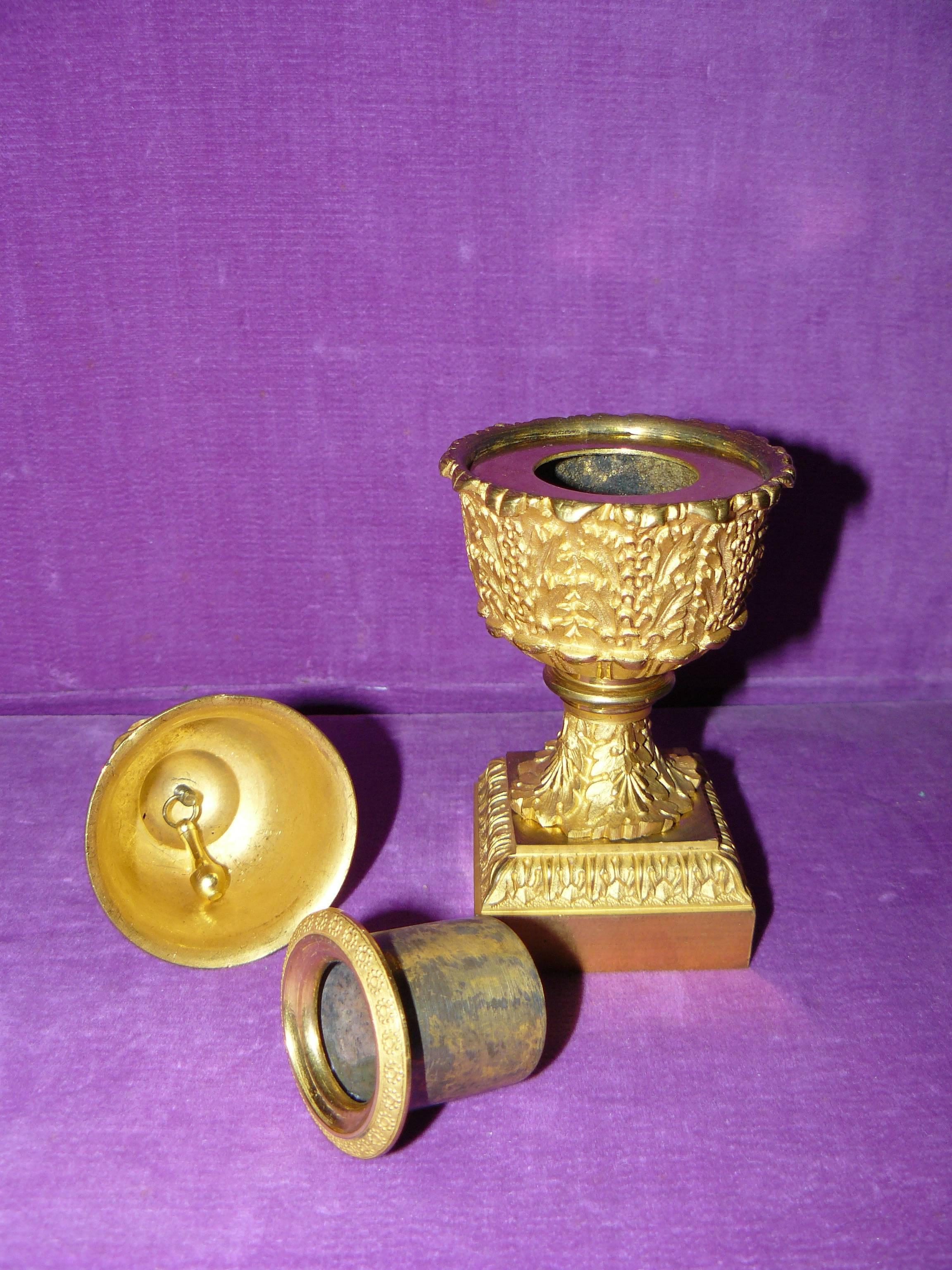 Charles X, Inkwell and Bell Gilt Bronze 4