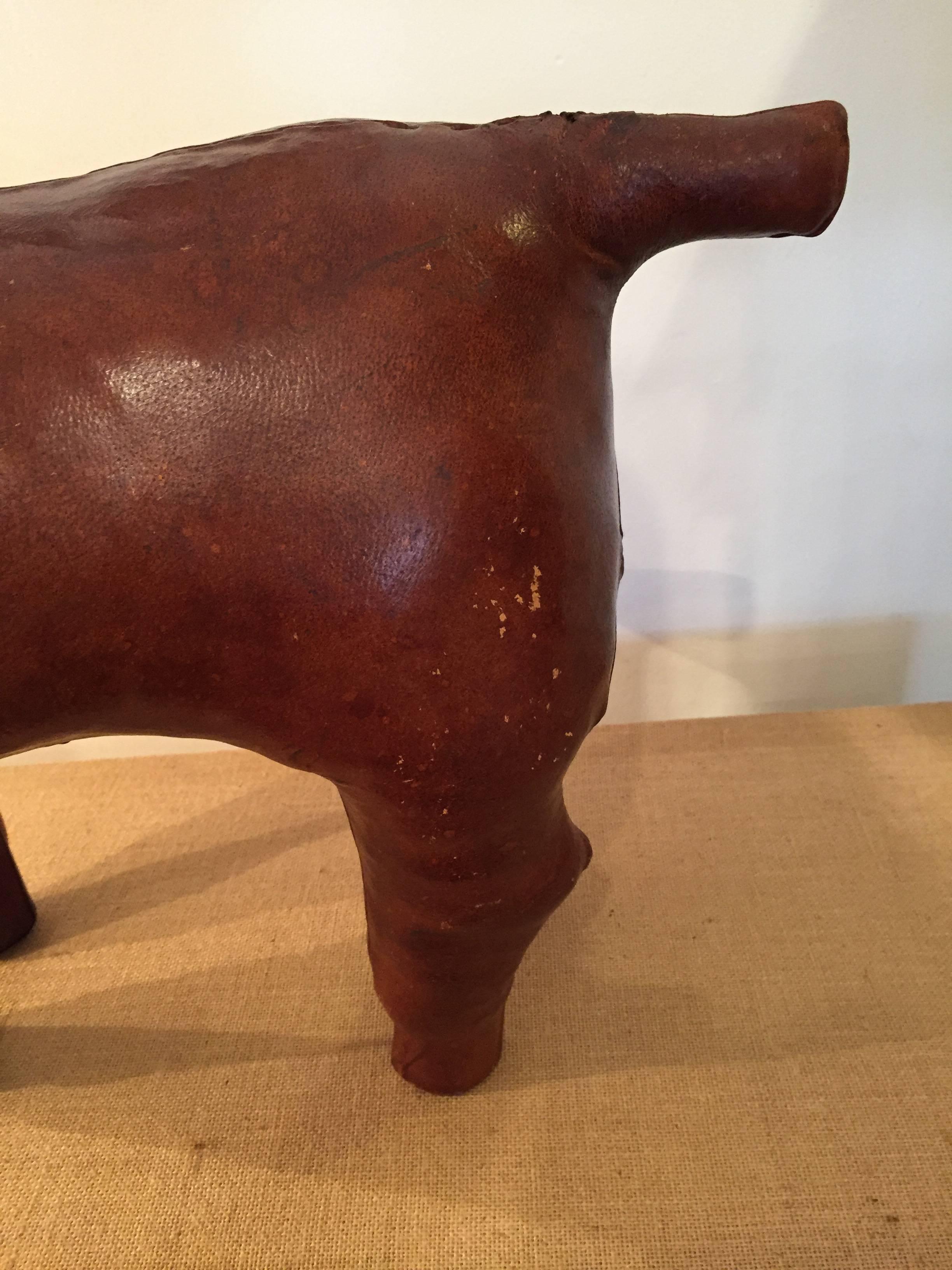 Mid-Century Modern 20th Century Dimitri Omersa Leather Dog Footstool for Abercrombie & Fitch
