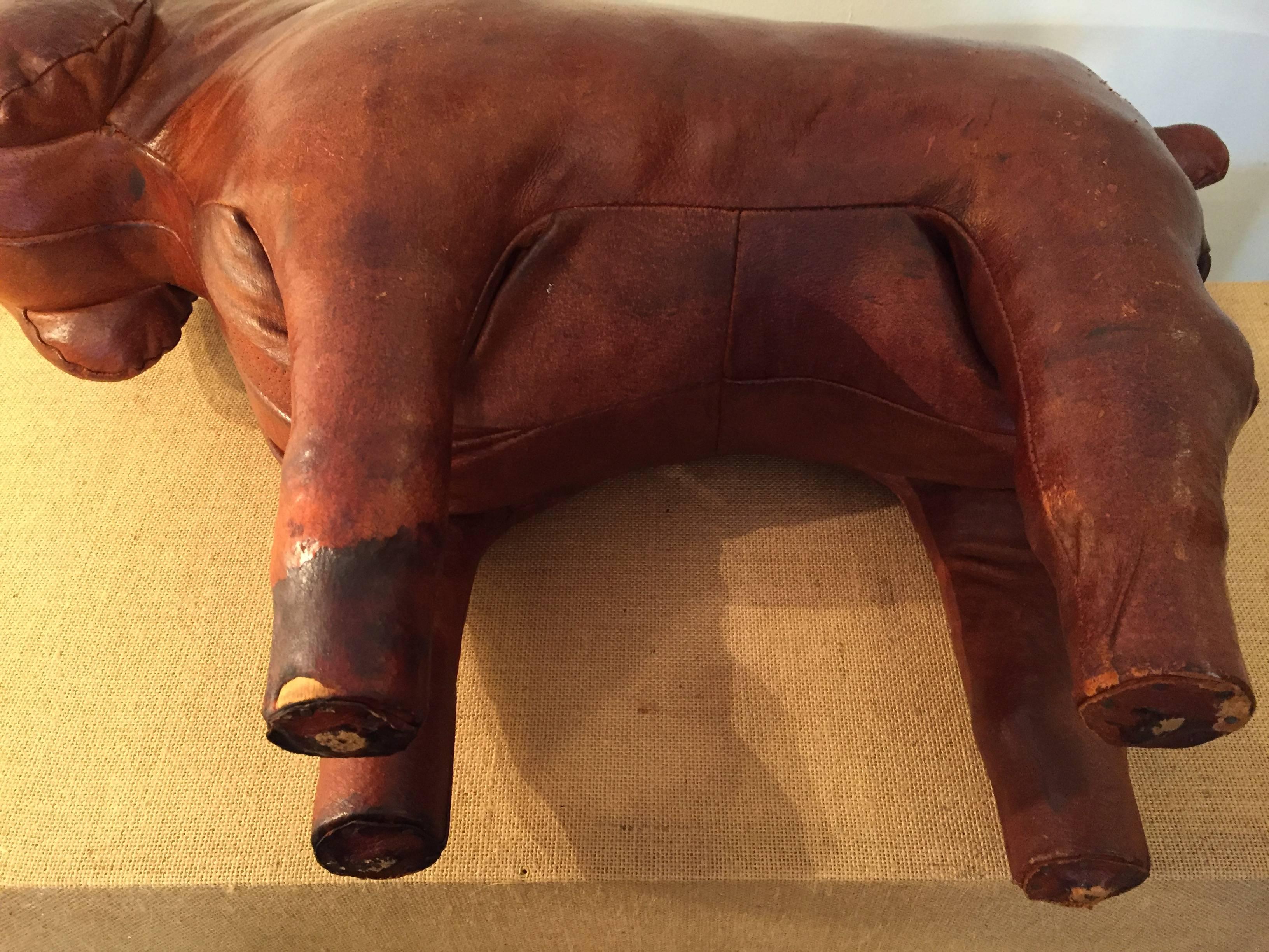 20th Century Dimitri Omersa Leather Dog Footstool for Abercrombie & Fitch 1