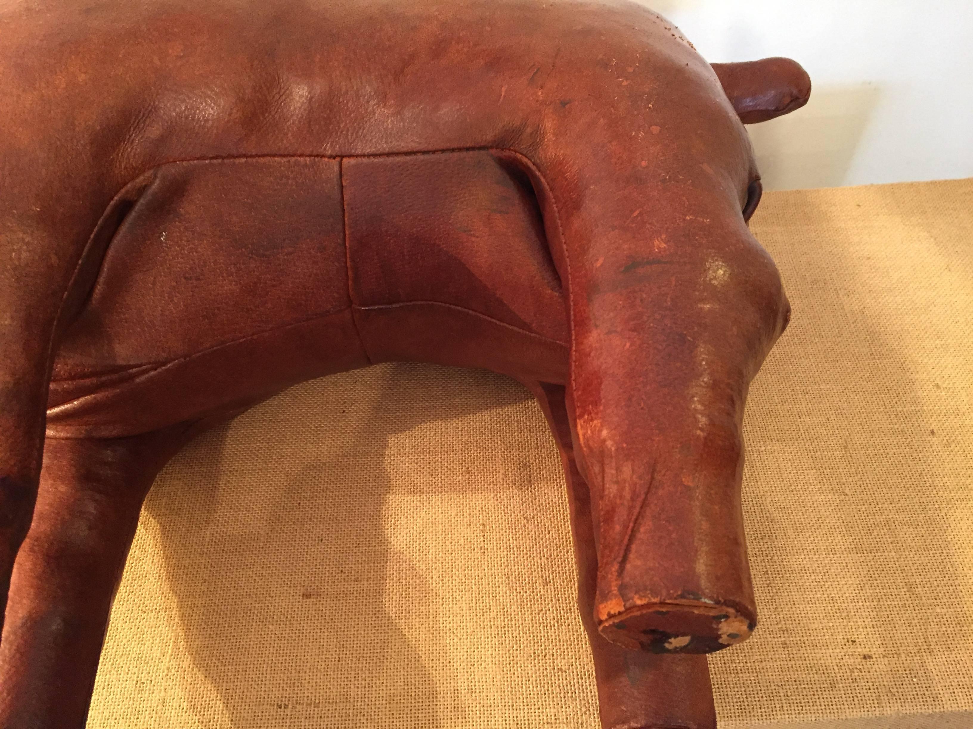 20th Century Dimitri Omersa Leather Dog Footstool for Abercrombie & Fitch 3
