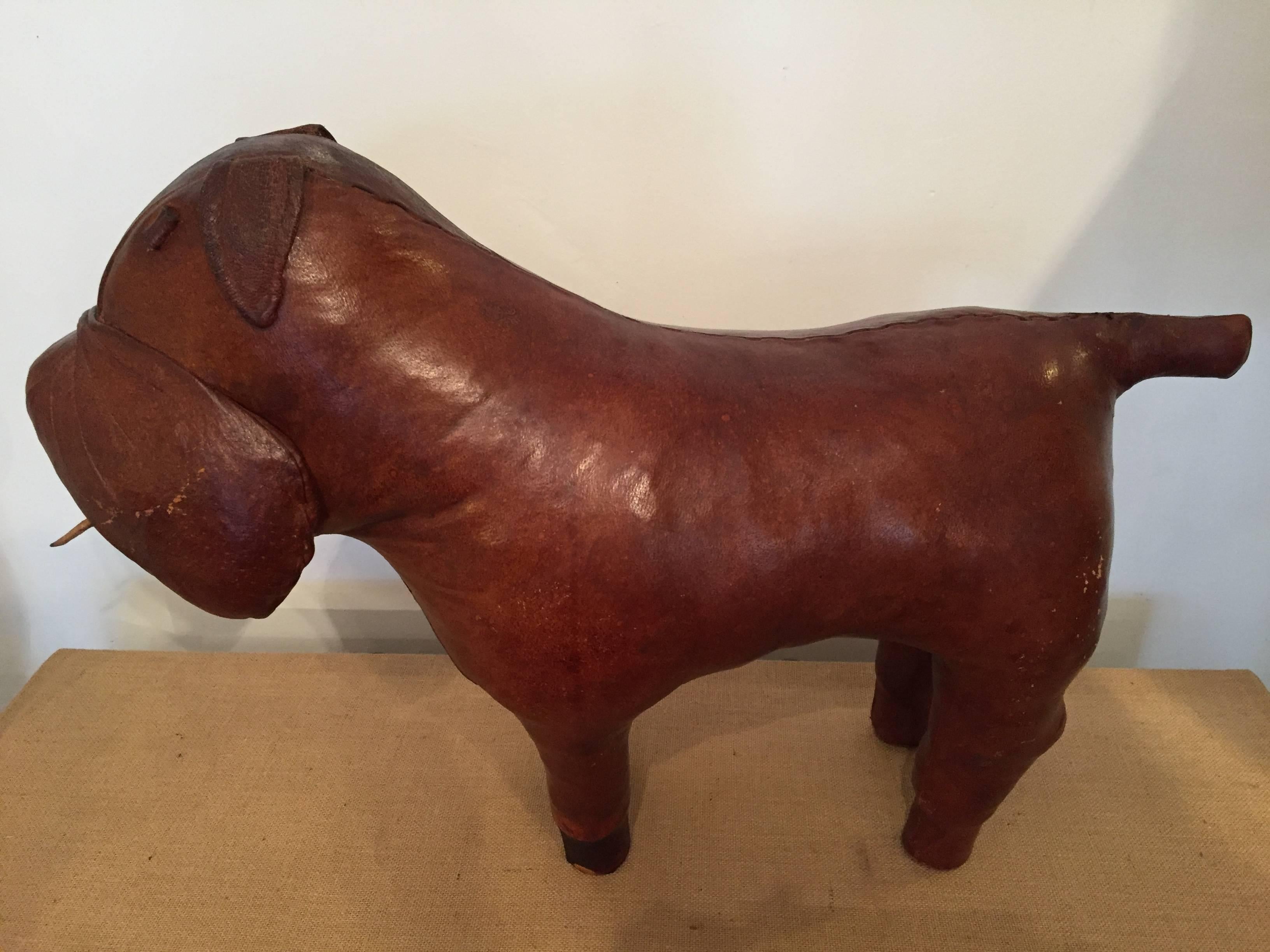 20th Century Dimitri Omersa Leather Dog Footstool for Abercrombie & Fitch 4