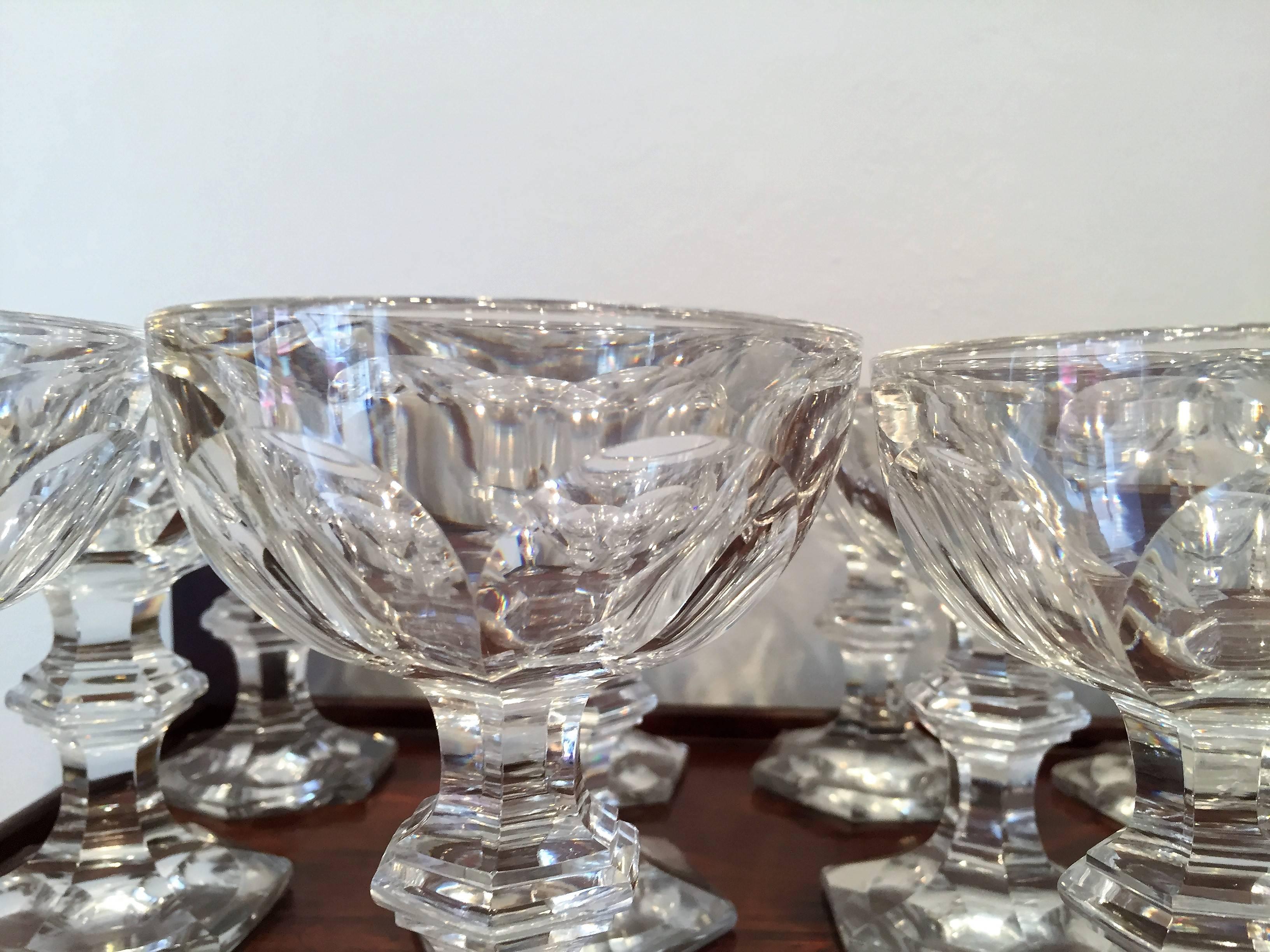 Louis Philippe 19th Century French Baccarat Harcourt Champagne Coupe Glasses, Set of 14