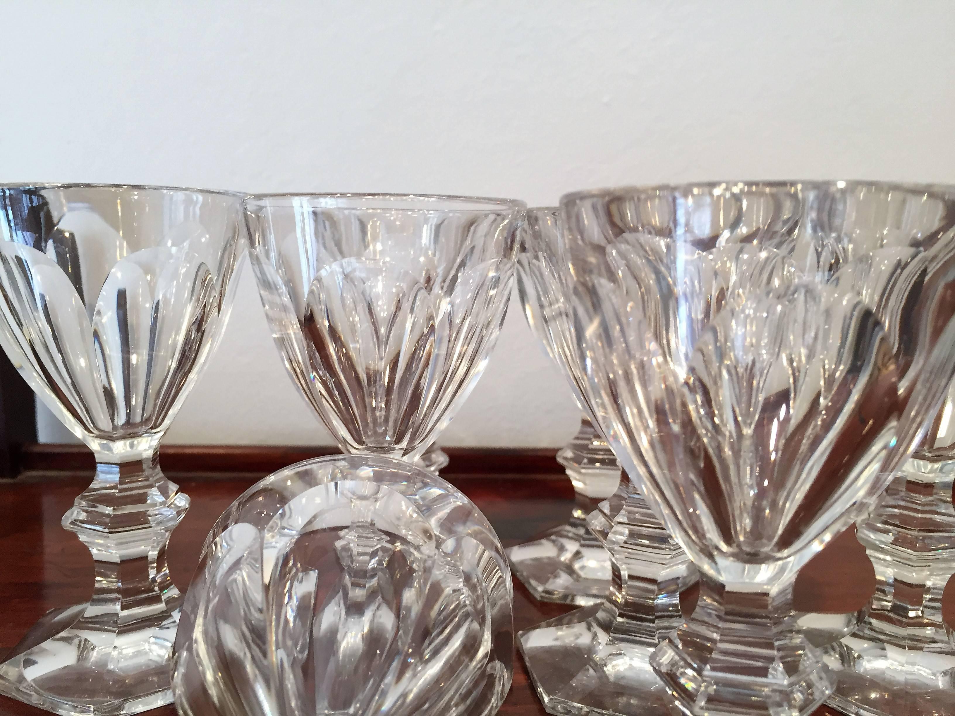 Set of eight glasses Baccarat Harcourt (no marks before 1937)
Probably for Porto wine.