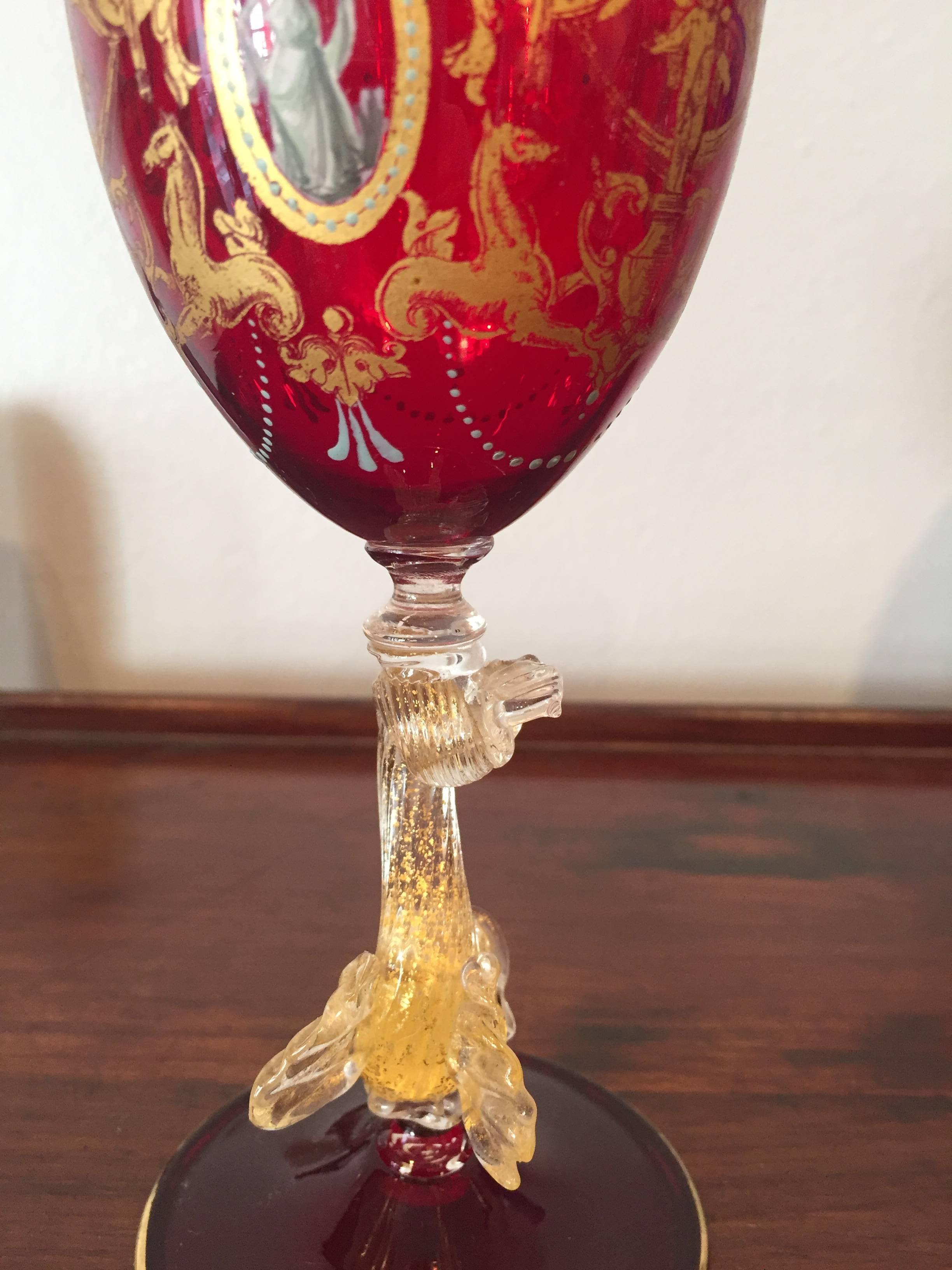 19th Century Salviati Venetian Red Glass In Good Condition In Biarritz, FR