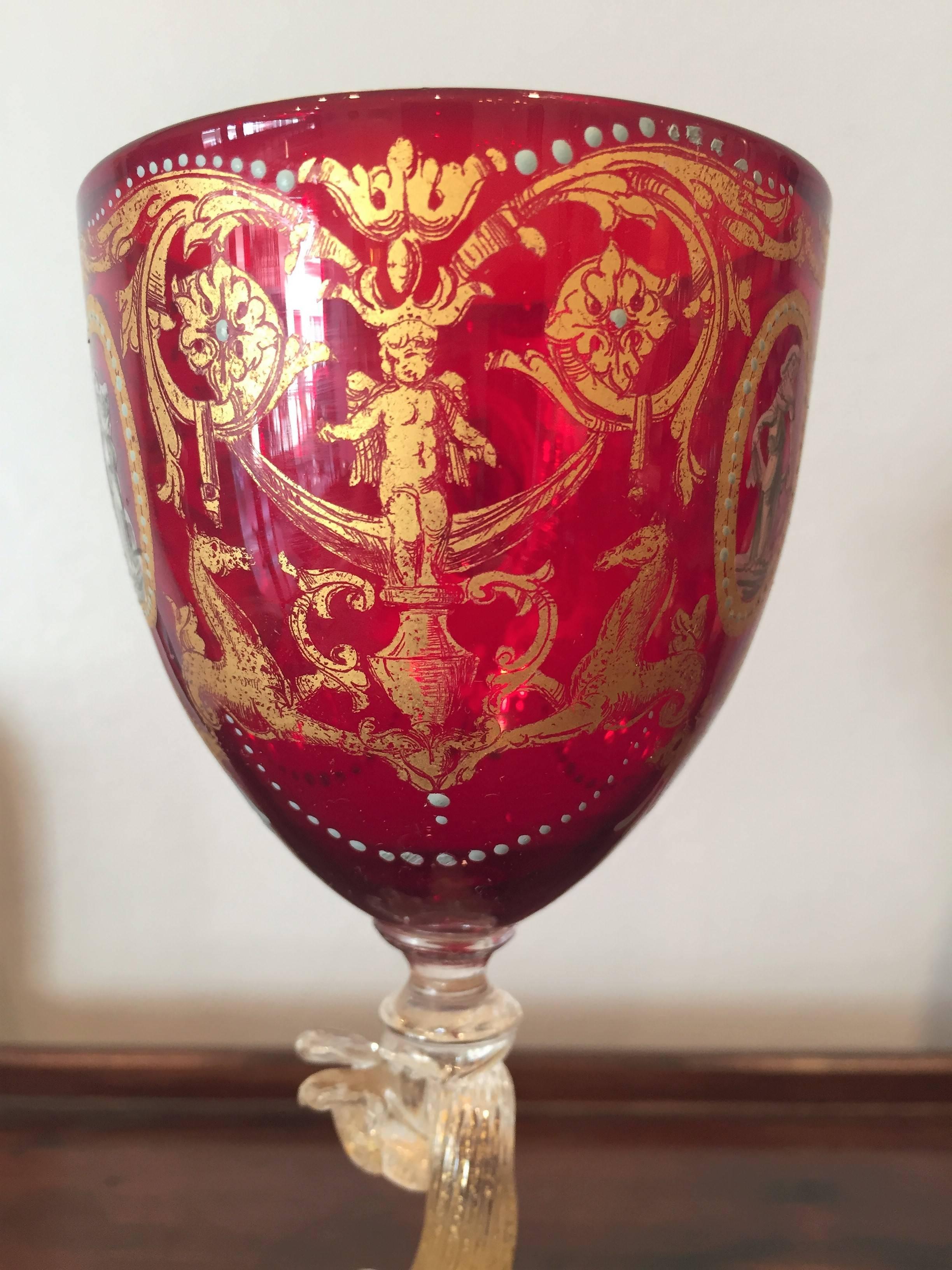 Baroque 19th Century Salviati Venetian Red Glass