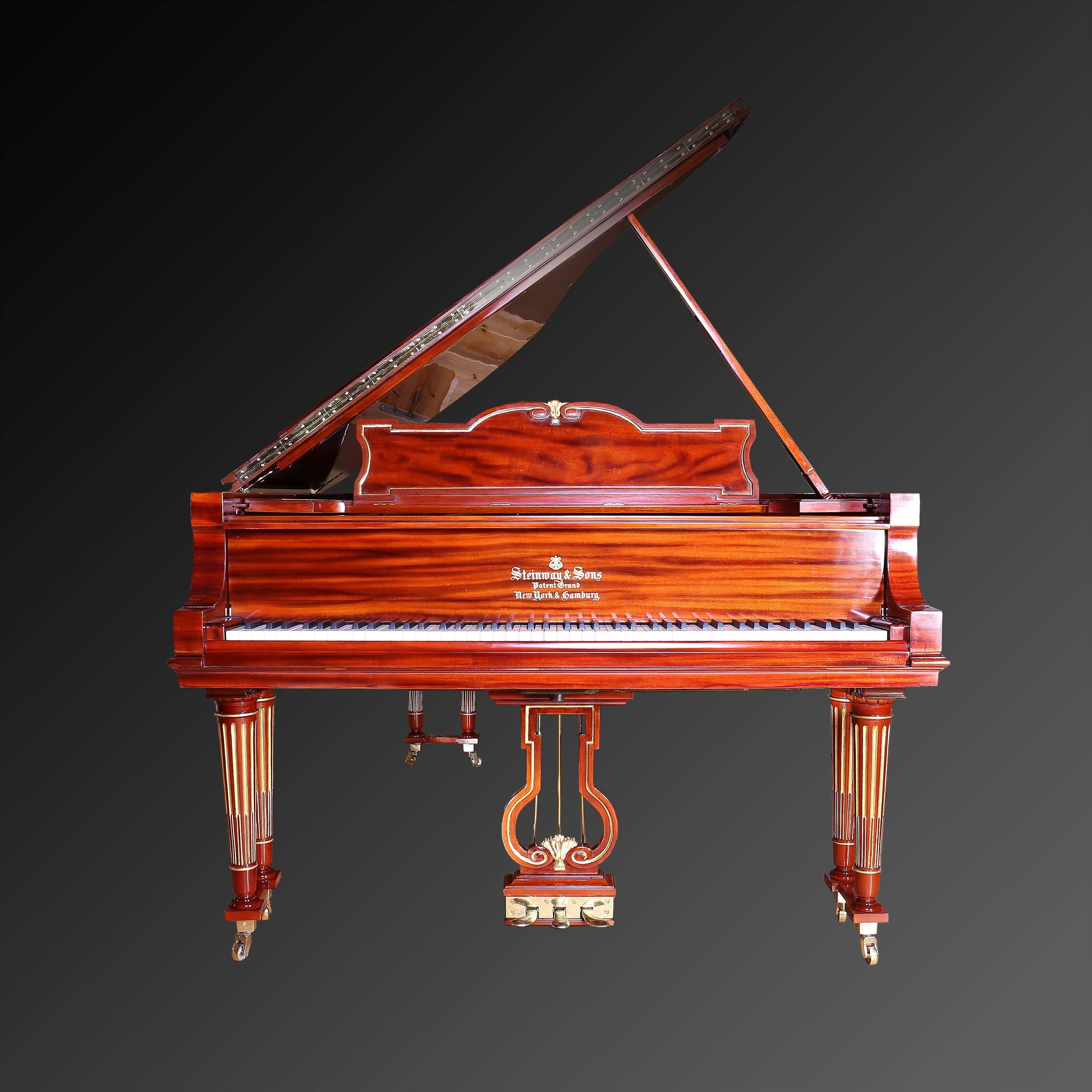 20th Century German Steinway & Sons B-211 Louis XVI Gold-Plated Details For Sale