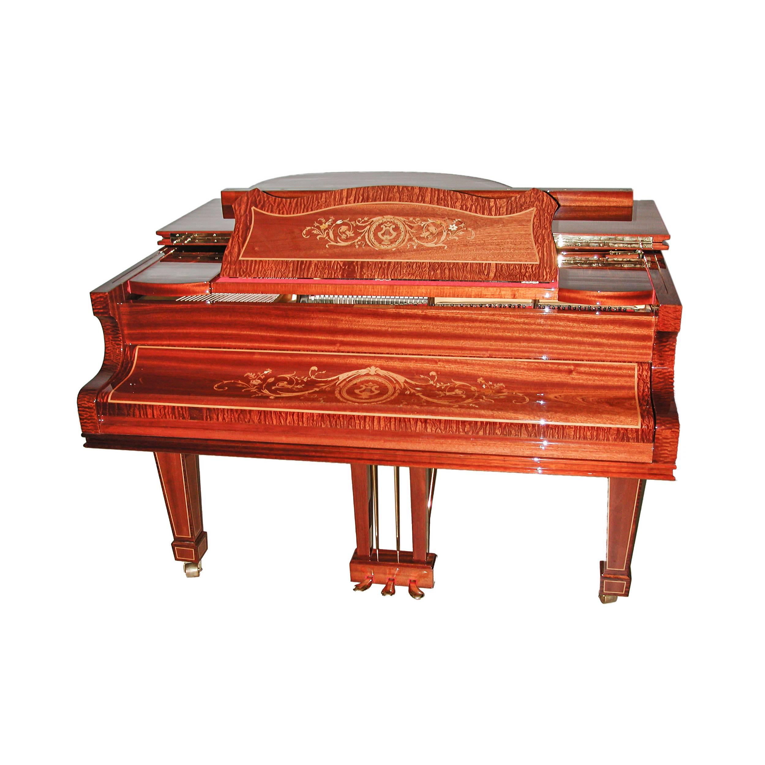 Contemporary Single Handmade German Luxury Grand Piano Richard 7th with Inlays High Gloss For Sale