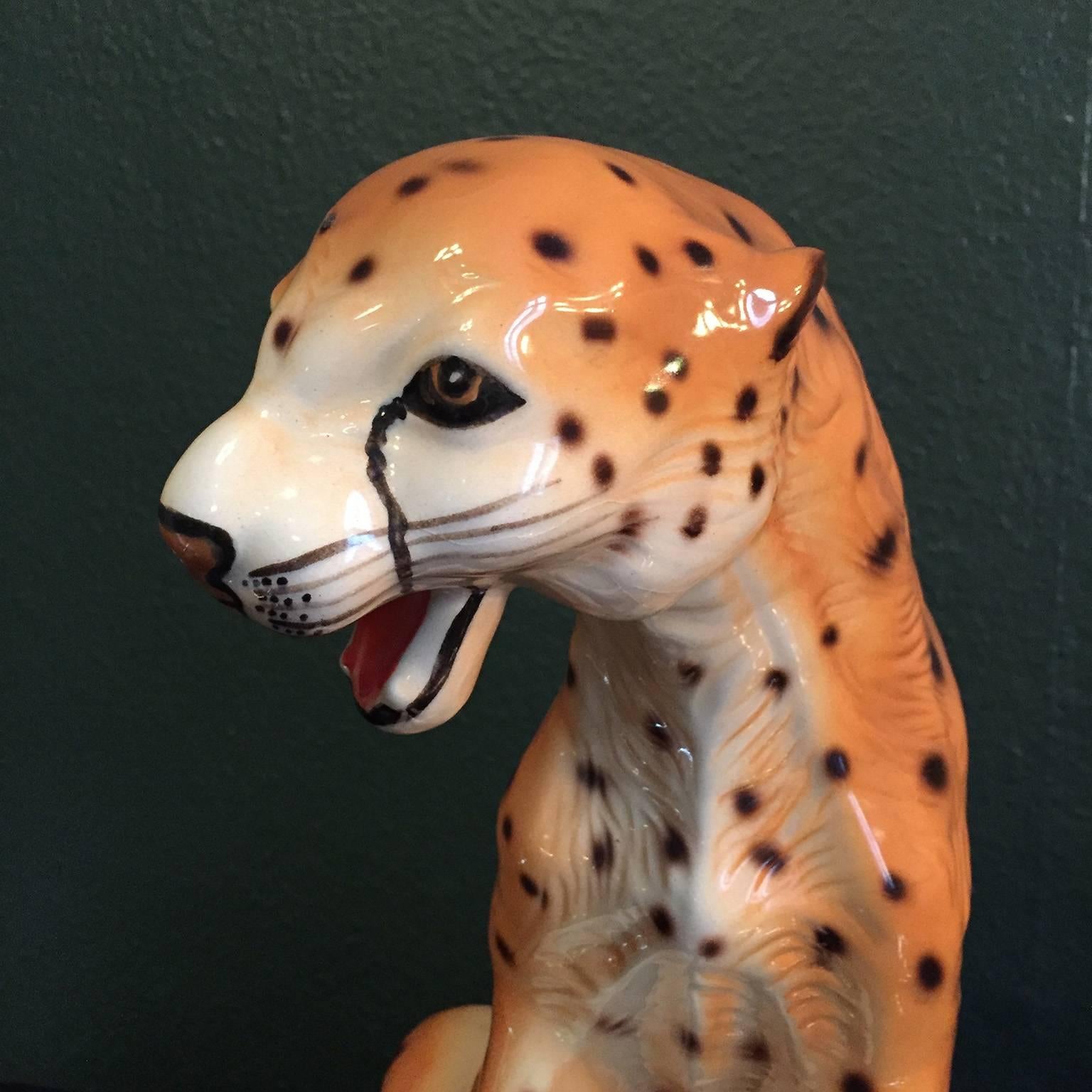 Italian Porcelain Leopard For Sale