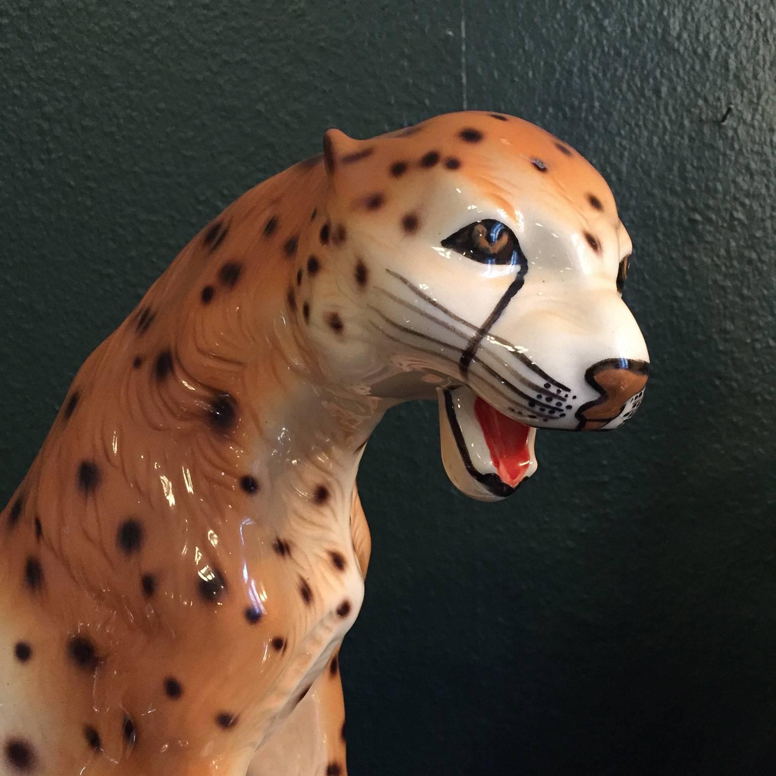 Hollywood Regency Porcelain Leopard For Sale