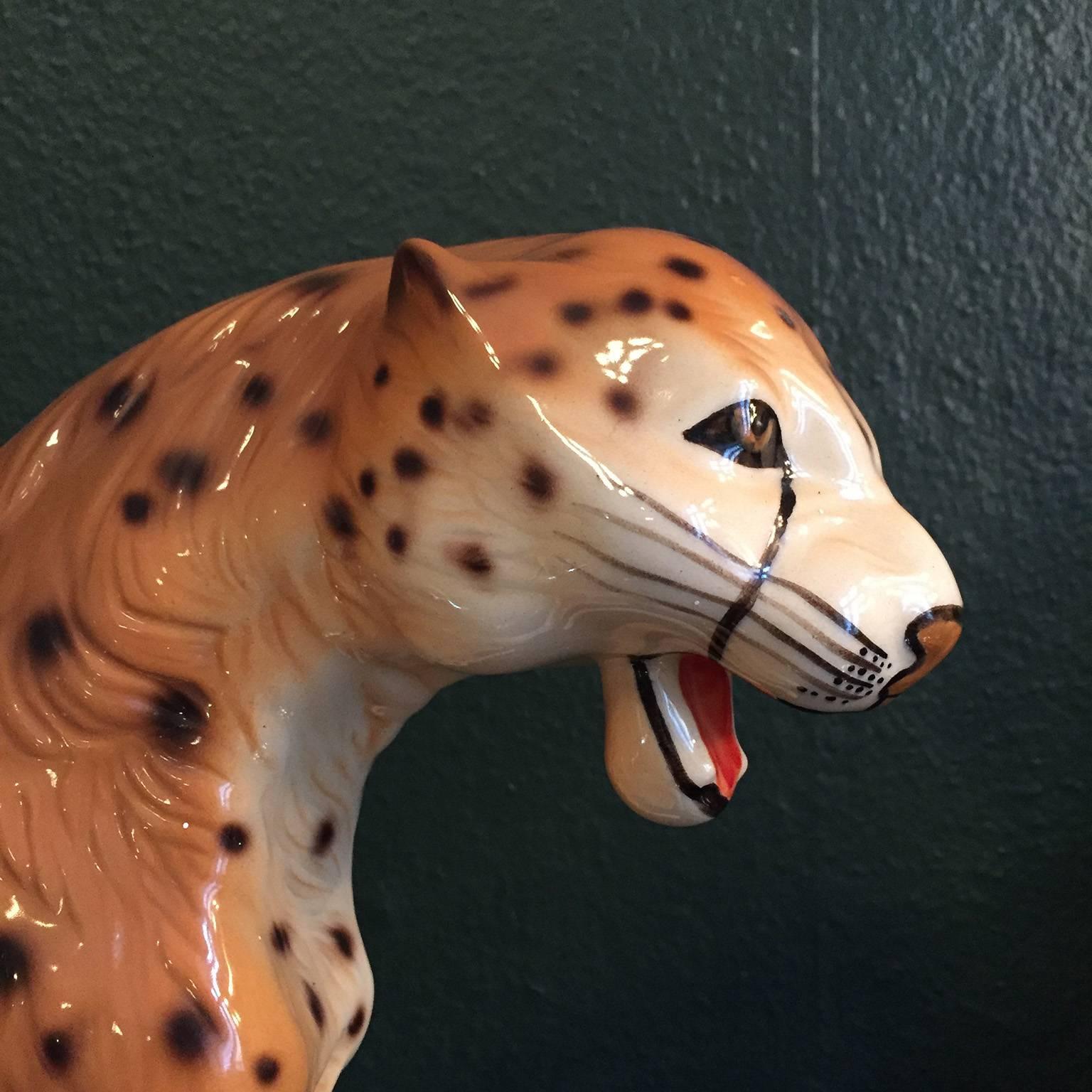 Mid-20th Century Porcelain Leopard For Sale