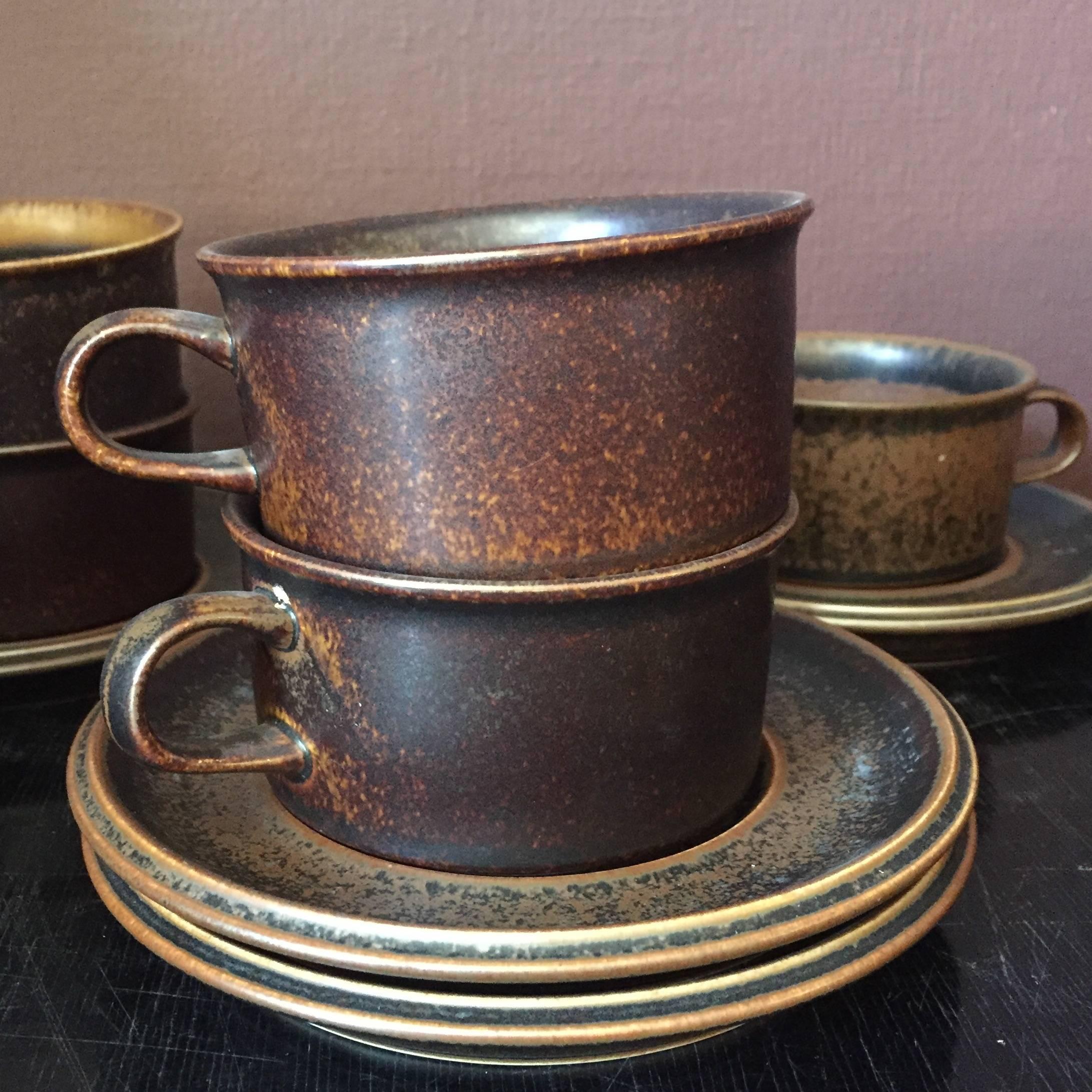 Mid-20th Century Ruska from Arabia, Brown Stoneware, Tea Service, Finnish Design, 1960s-1970s For Sale