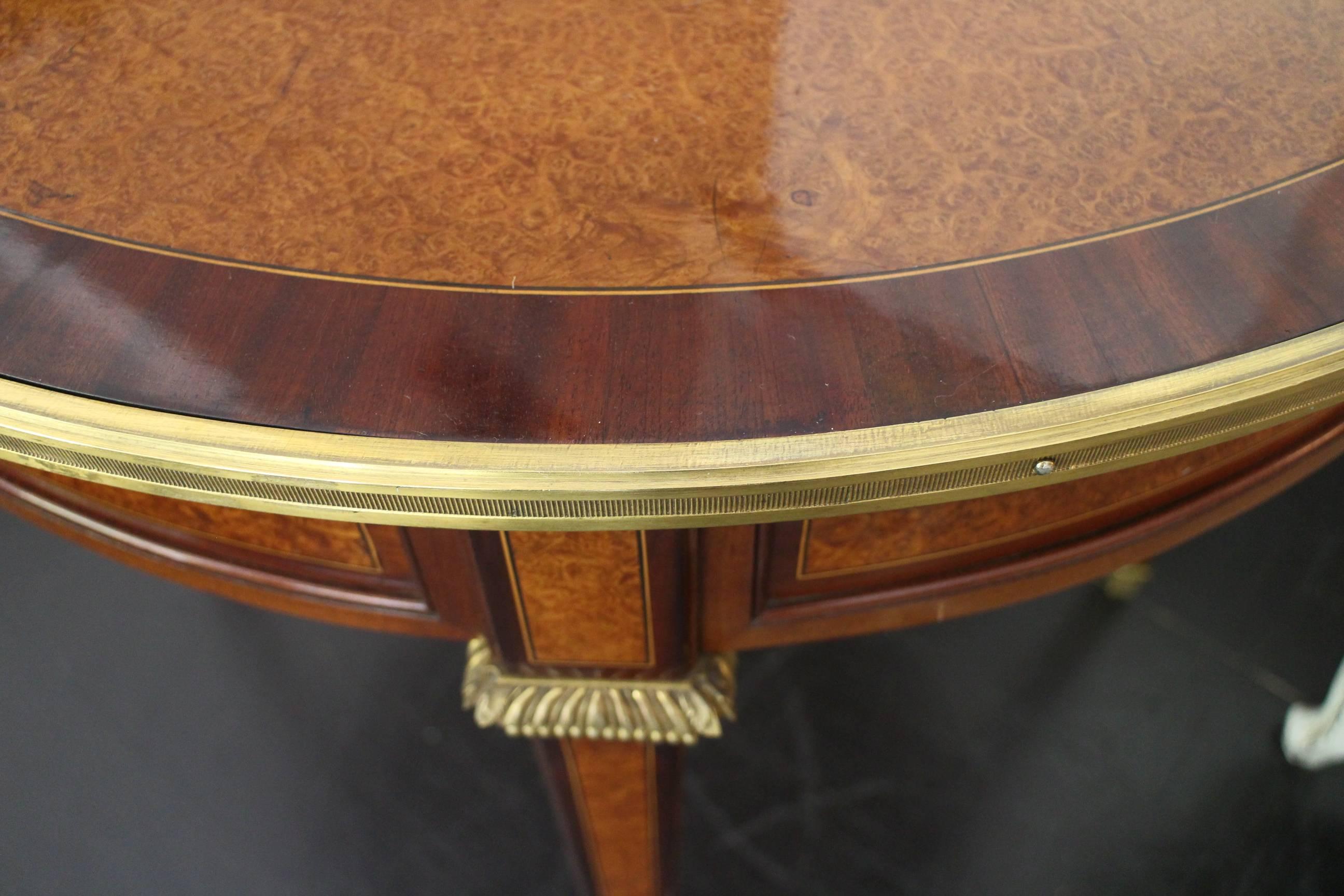 Louis XVI Escalier de Cristal, Burr Walnut and Mahogany Table For Sale