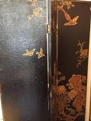Exceptional 19th Chinese Hand-Painted Lacquered Wallpaper Screen