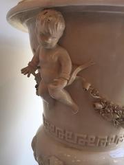 19th Century Italian Pair of Vases White Glazed Ceramic