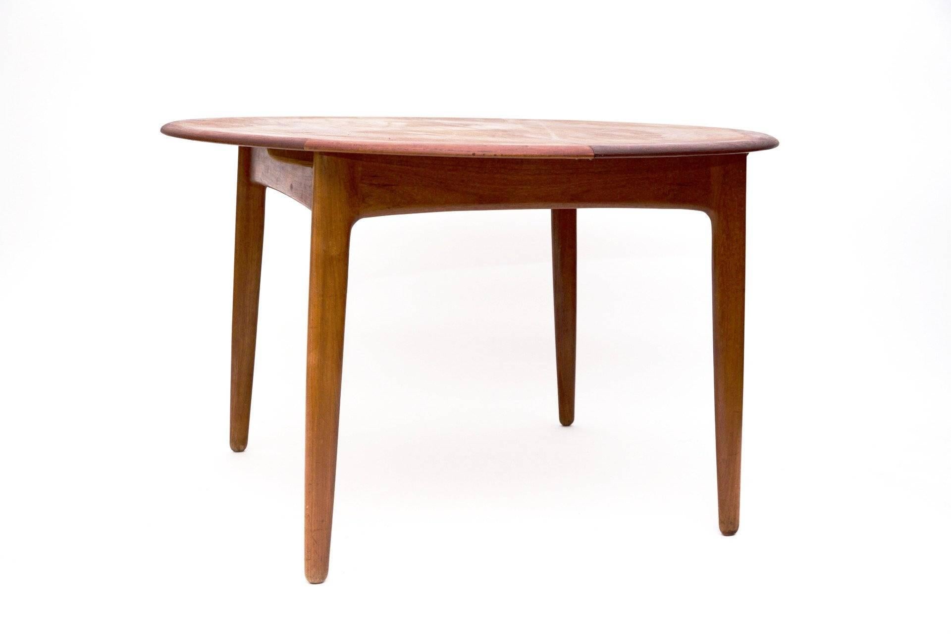 Danish Round Expandable Dining Table by Svend Aage Madsen in Teak
