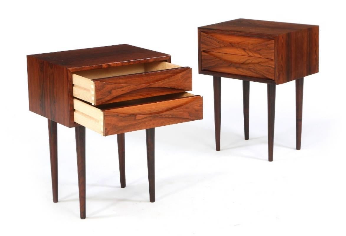 Mid-Century Modern Pair of Tall Rosewood Night stands by Arne Vodder