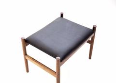 Danish Rosewood Stool with Black Leather