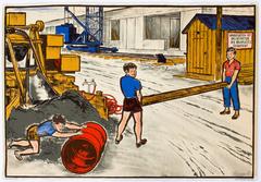 Comic Strip, School Wall Chart, Four Pictures, Quirin Haslinger, 1953