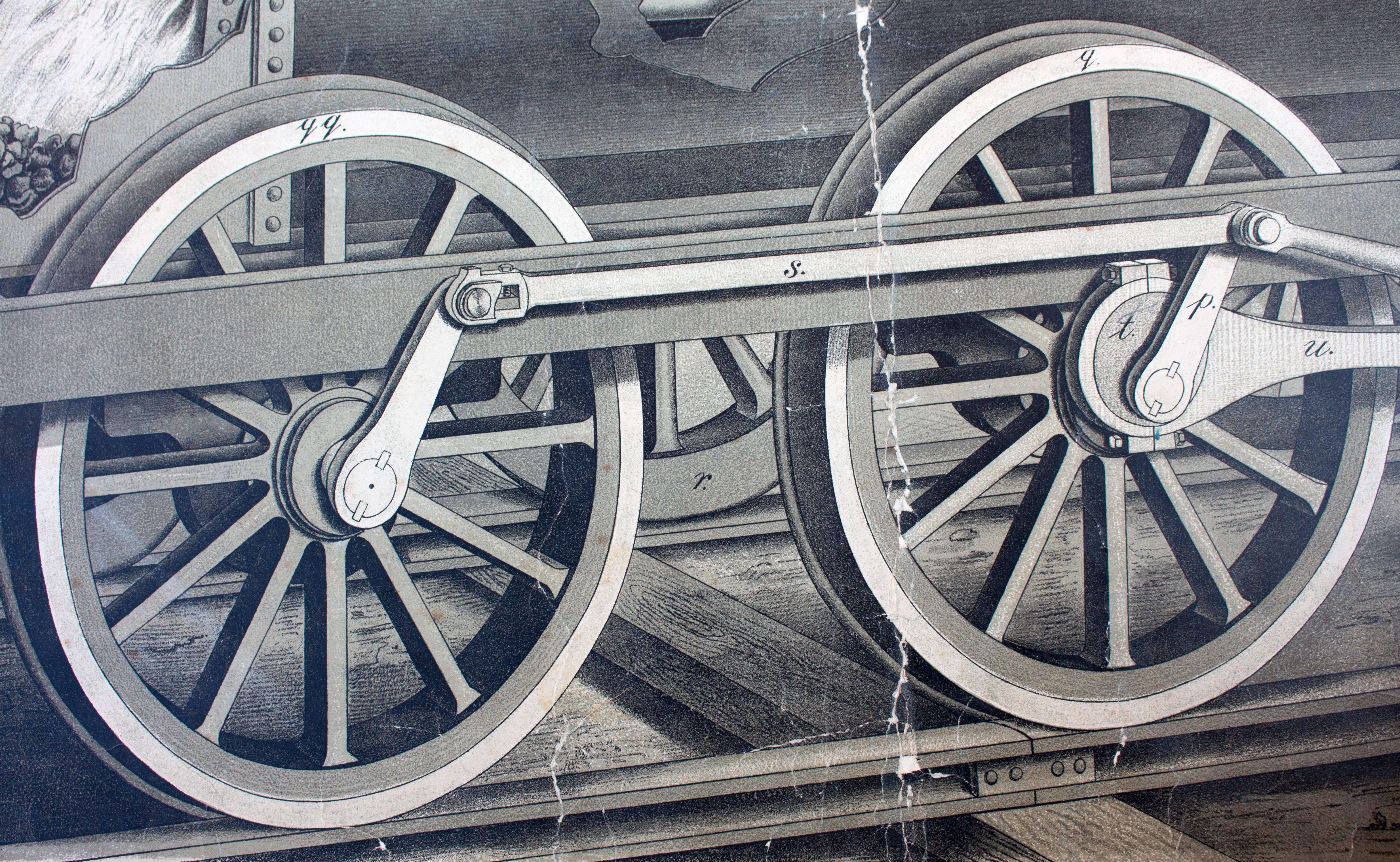 Early 20th Century Rare Wall Chart, Locomotive, 1912 For Sale