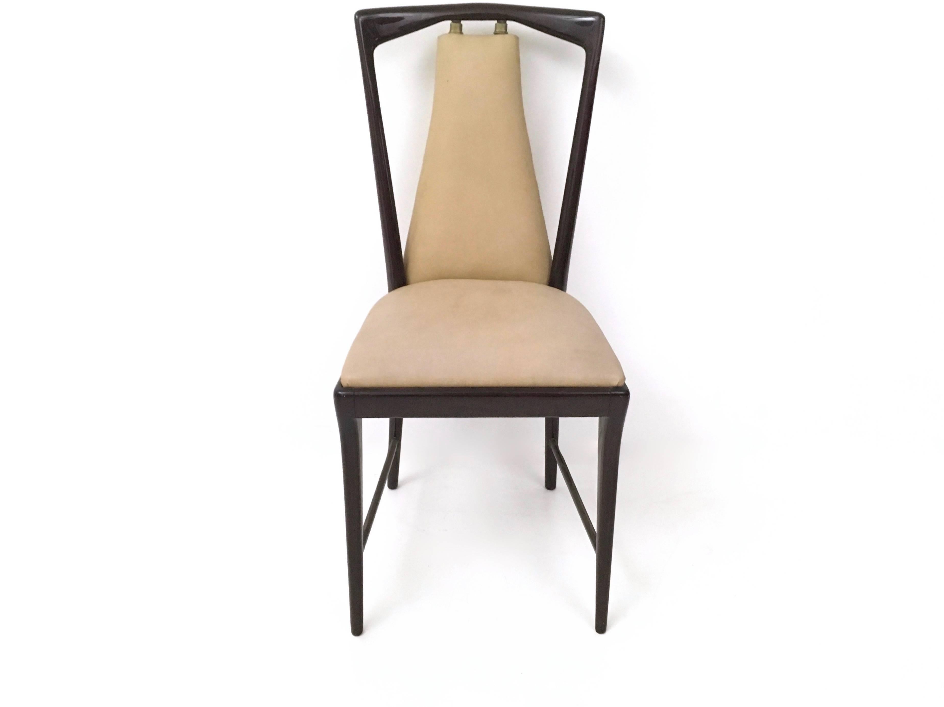 Set of Six Mahogany and Skai Chairs, style of Osvaldo Borsani, Italy, 1950s 2