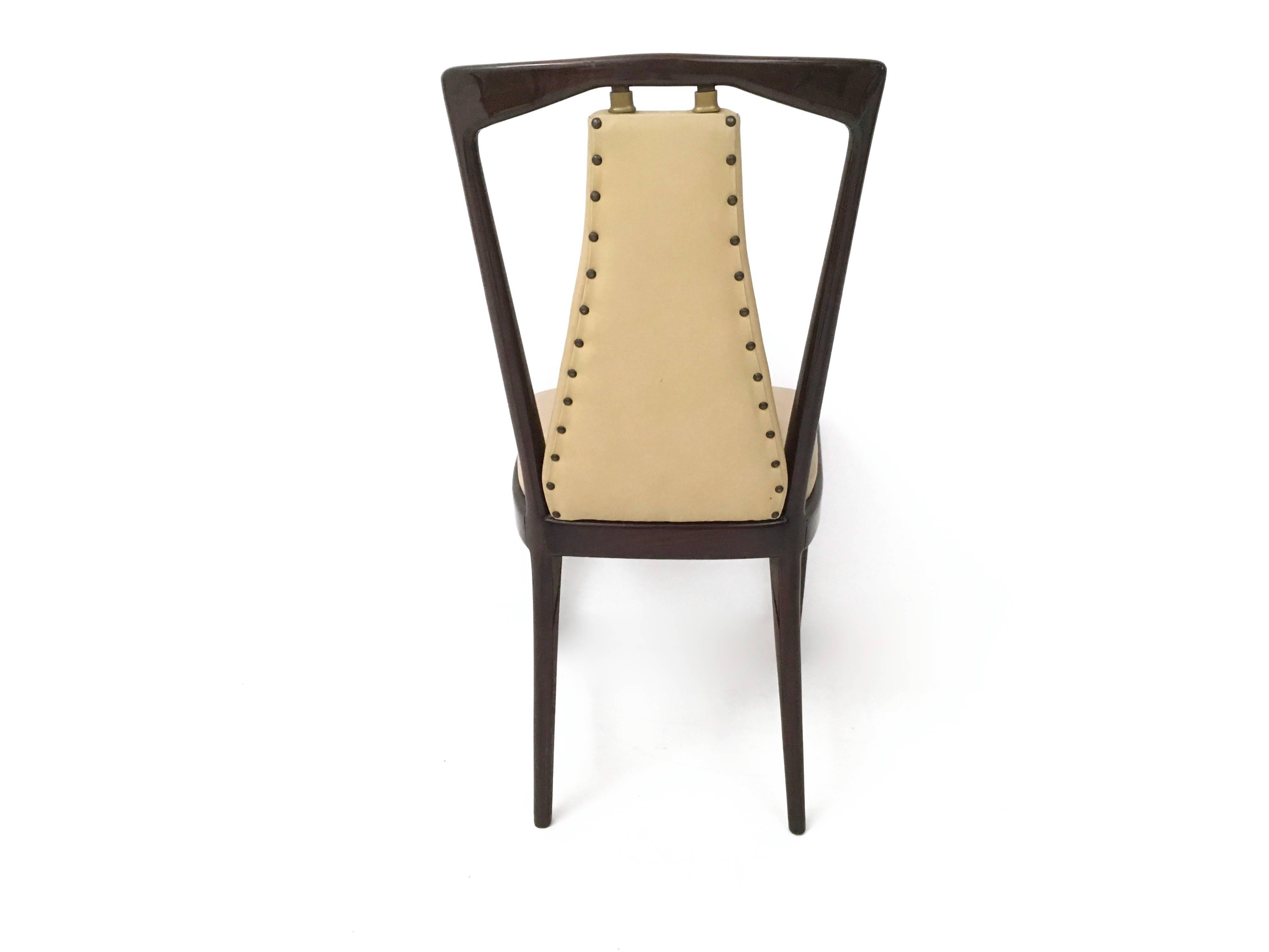 Set of Six Mahogany and Skai Chairs, style of Osvaldo Borsani, Italy, 1950s 5