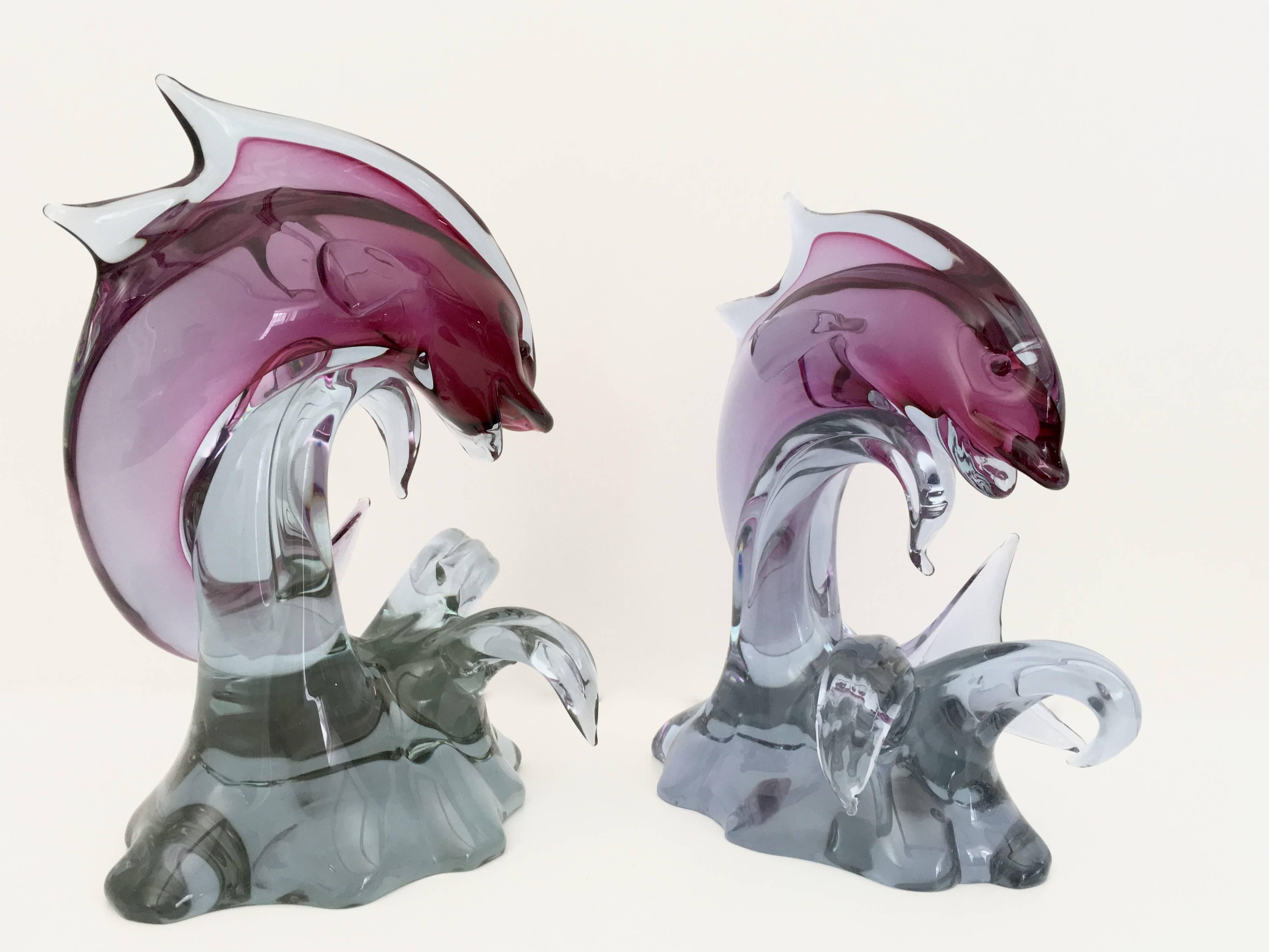Italian Pair of Murano Glass Fishes by Seguso, Italy, 1950s