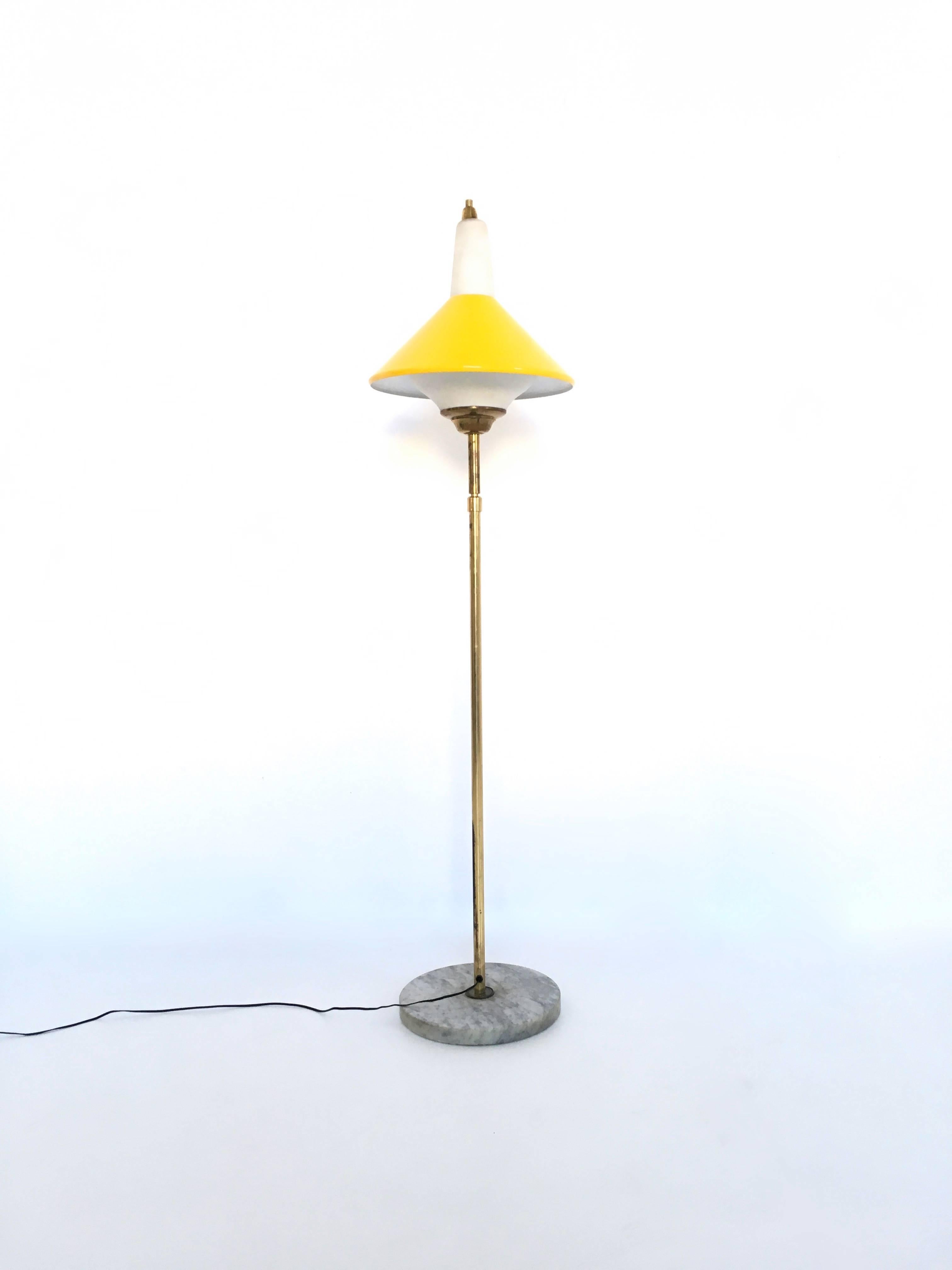 Painted Metal, Brass and Marble Telescopic Floor Lamp, 1950s