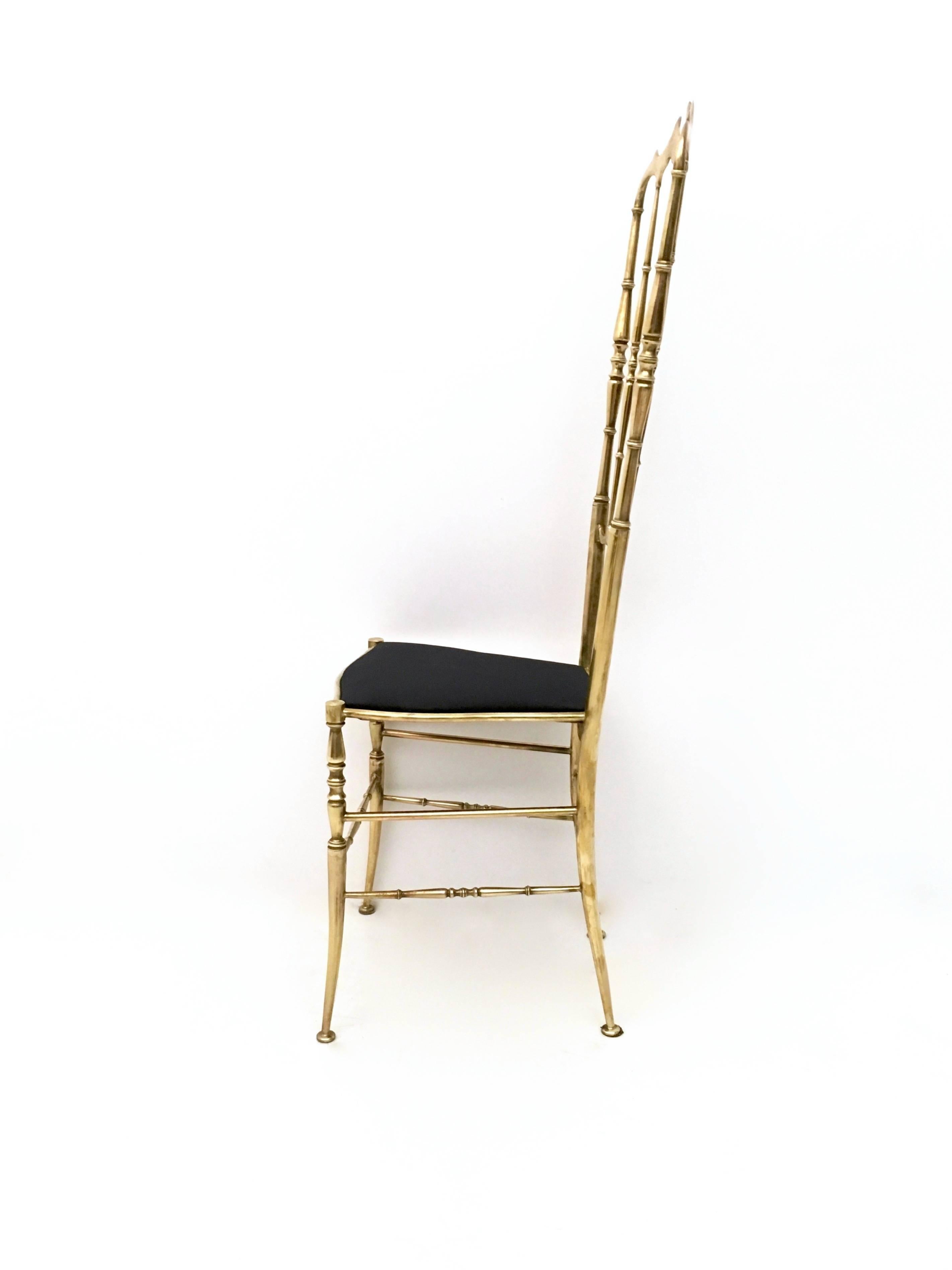 Mid-20th Century Pair of Brass Chiavari Chairs, 1950s