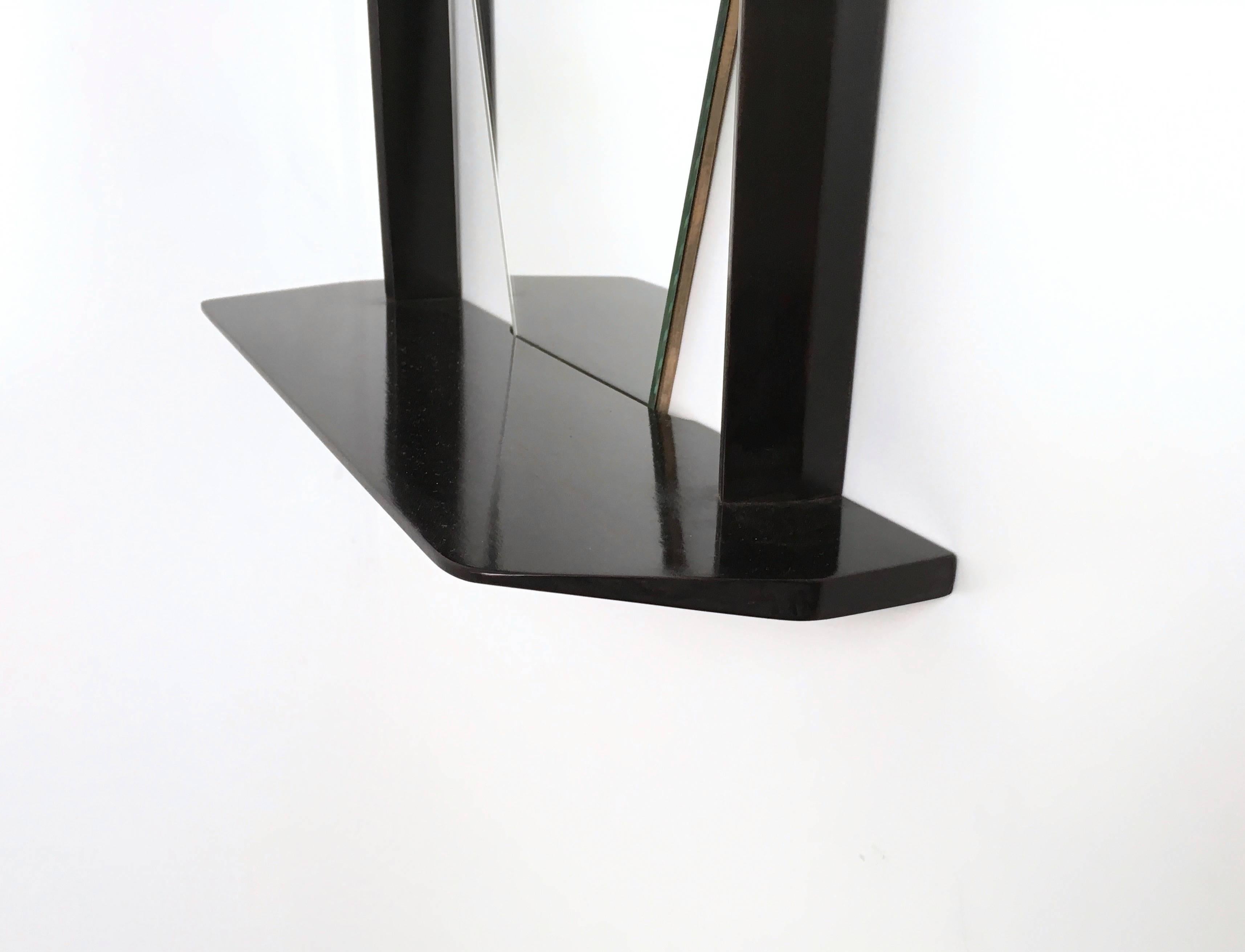 Pair of Midcentury Rectangular Black Ebonized Wood Wall Mirrors, Italy, 1960s 4