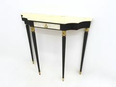 Carrara Marble and Parchment Console Table, 1950s