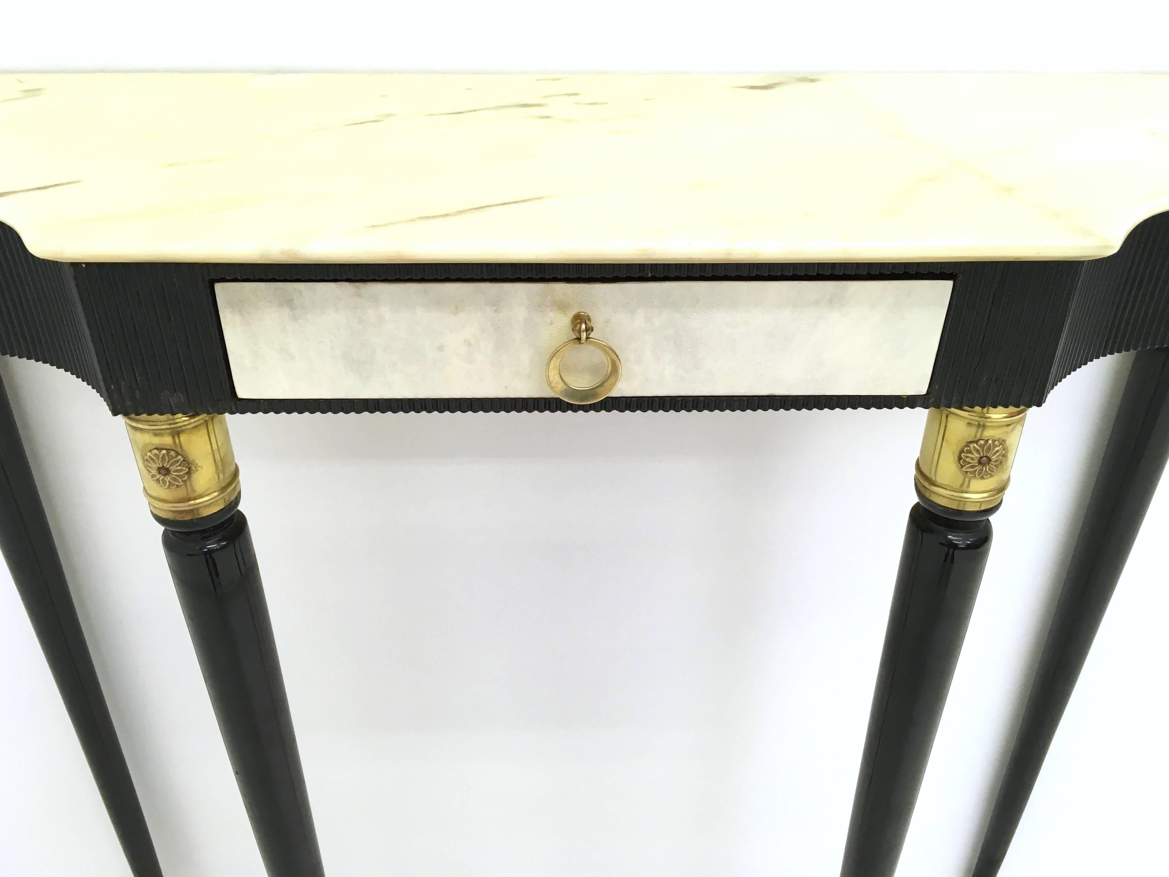 Italian Carrara Marble and Parchment Console Table, 1950s
