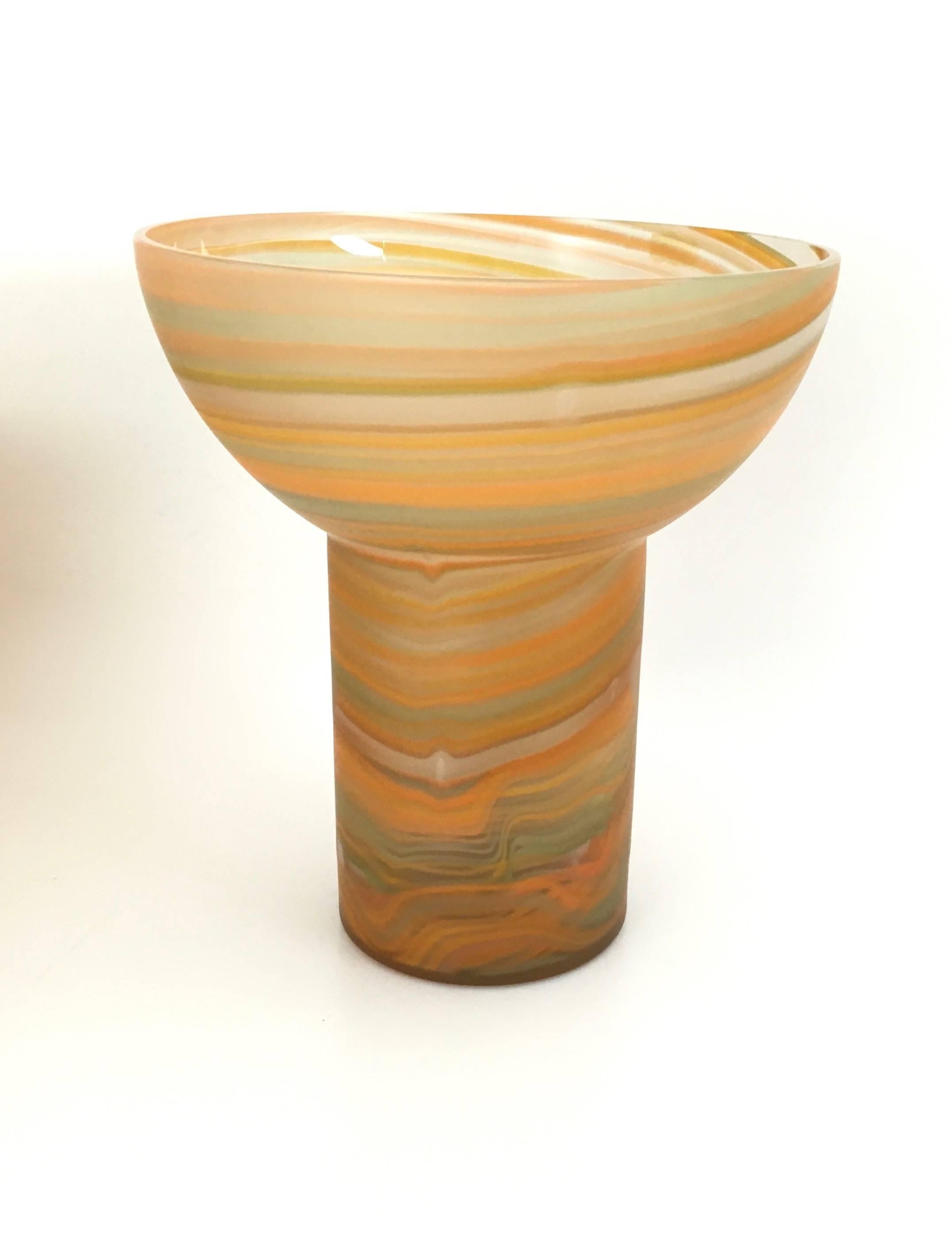 Made from blown glass.

Measures: Bowl
diameter 34 x height 13 cm

Vase
diameter 20 x height 23 cm.
         