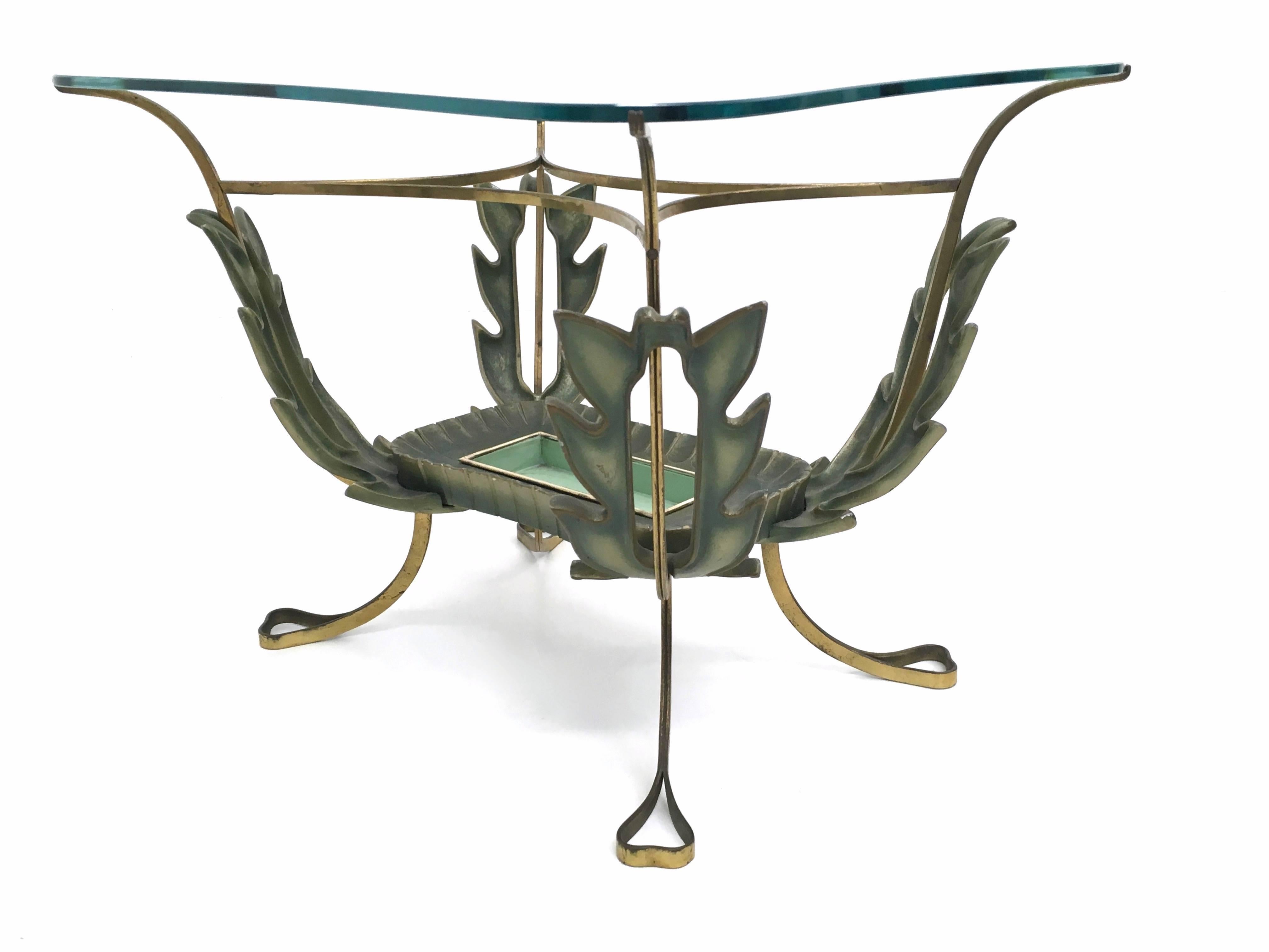 Vintage Brass and Varnished Metal Coffee Table by Pierluigi Colli, Italy In Good Condition For Sale In Bresso, Lombardy