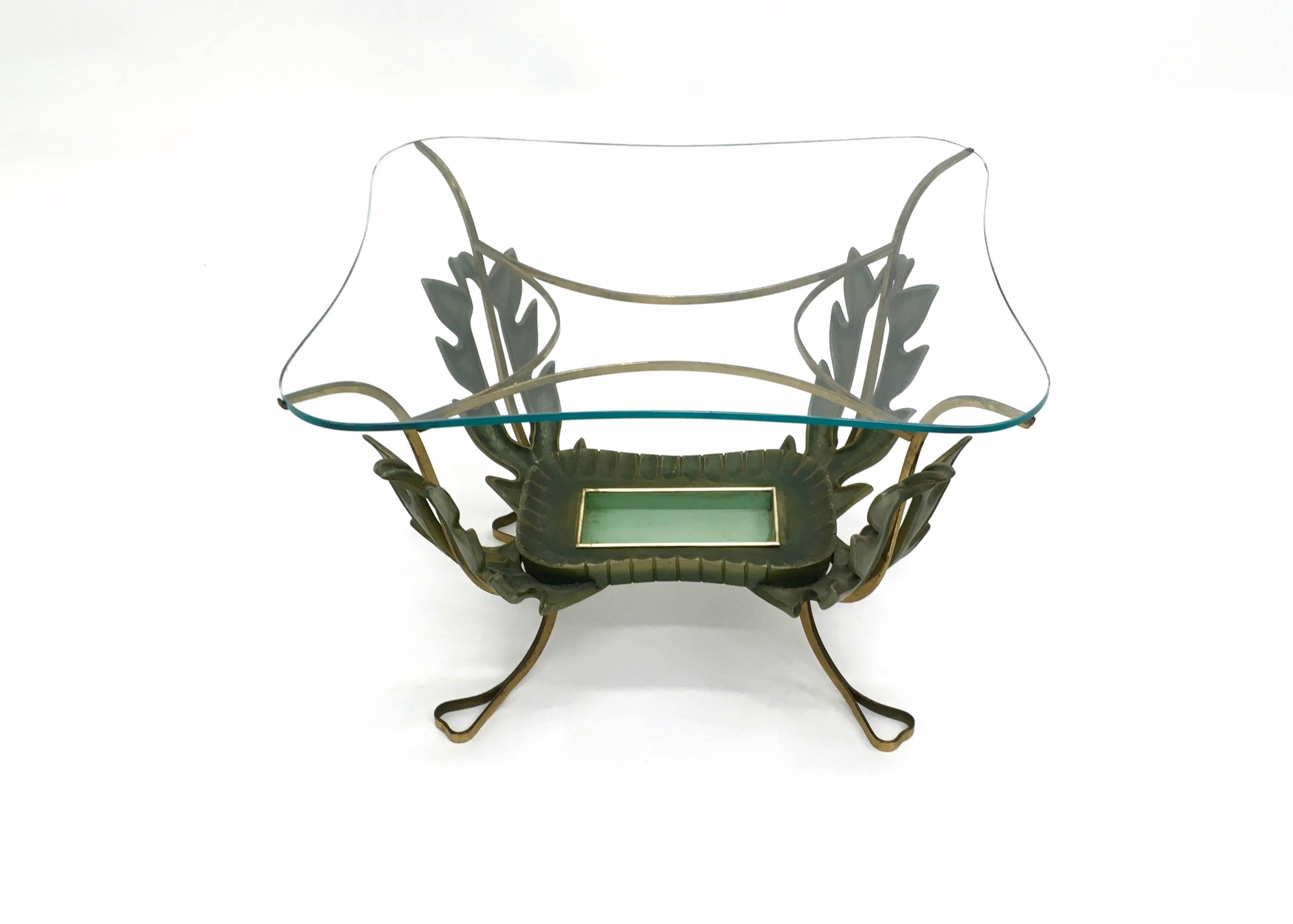 Italian Vintage Brass and Varnished Metal Coffee Table by Pierluigi Colli, Italy For Sale