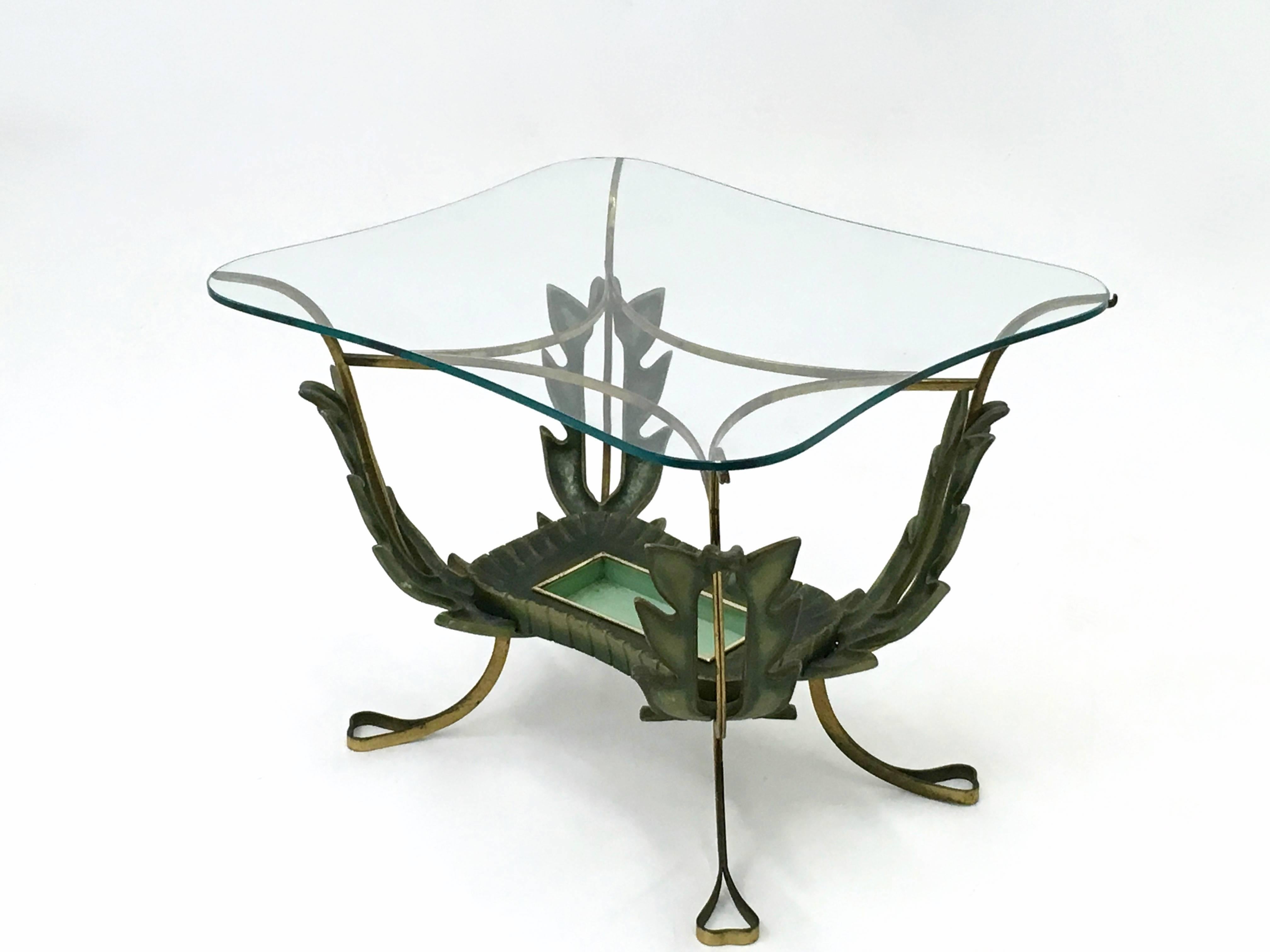 Mid-Century moderno Tavolino vintage in ottone e metallo verniciato di Pierluigi Colli, Italia in vendita