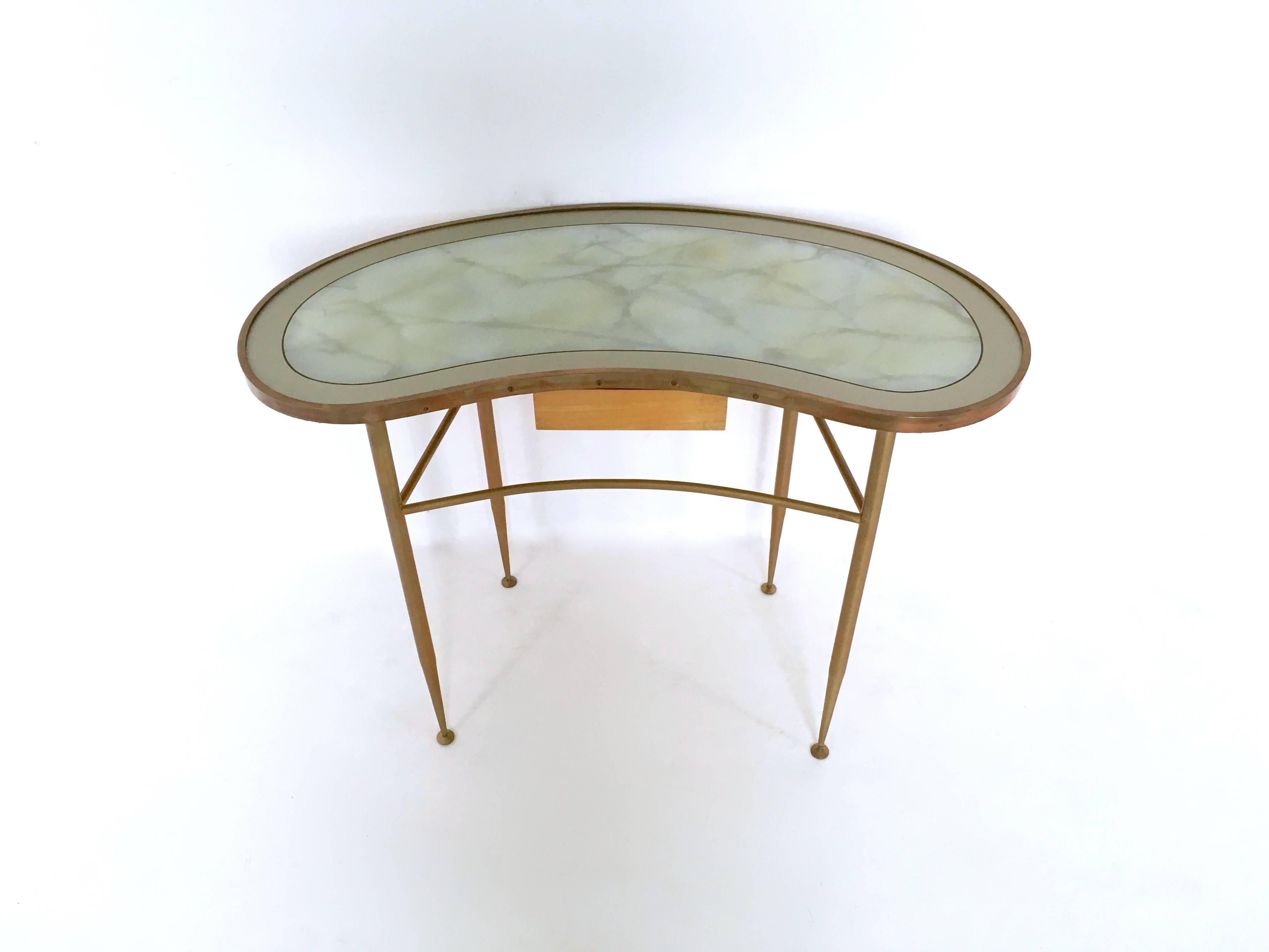 Italian Brass and Glass Console Table, 1960s In Good Condition In Bresso, Lombardy