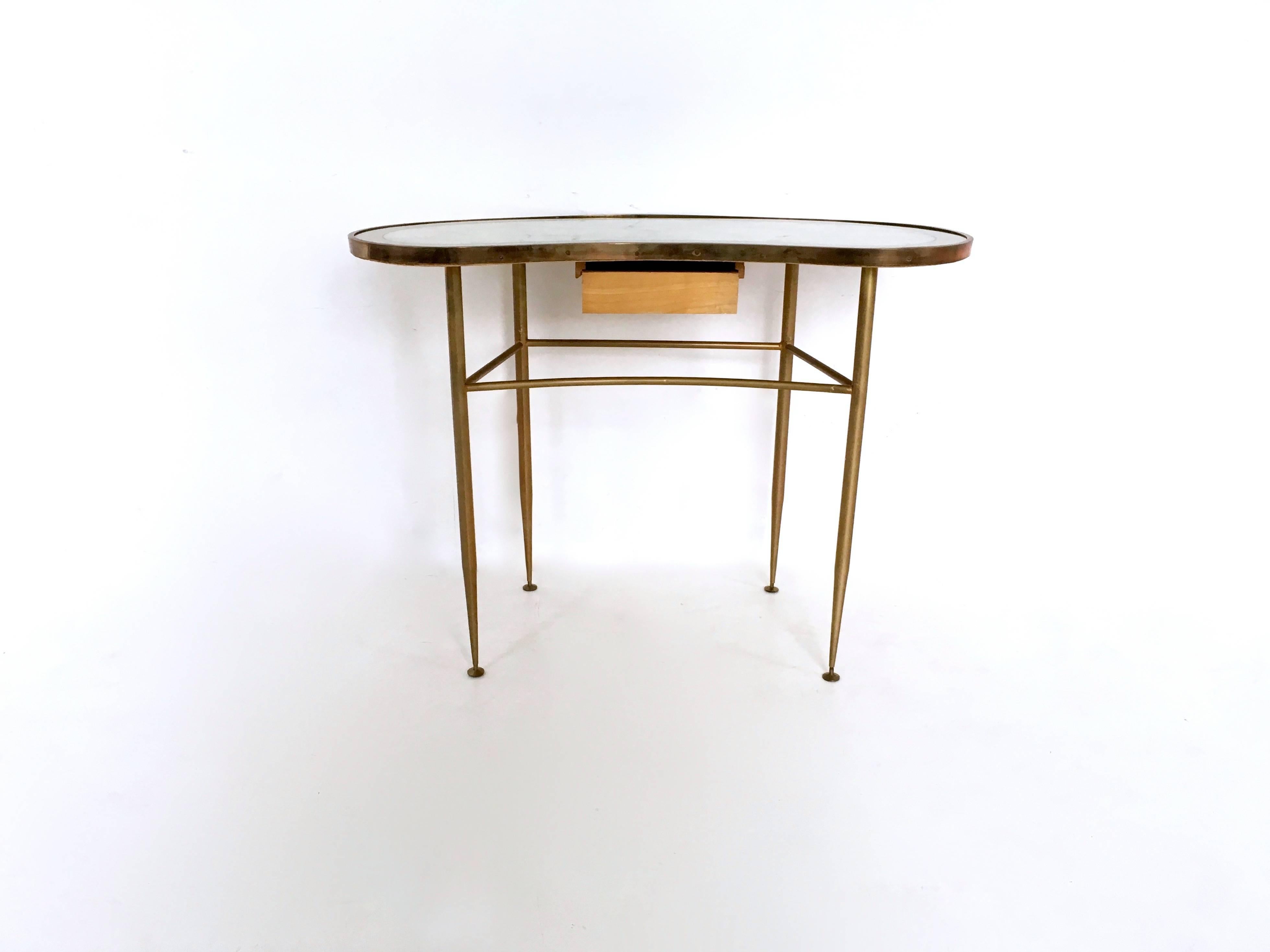 Mid-20th Century Italian Brass and Glass Console Table, 1960s