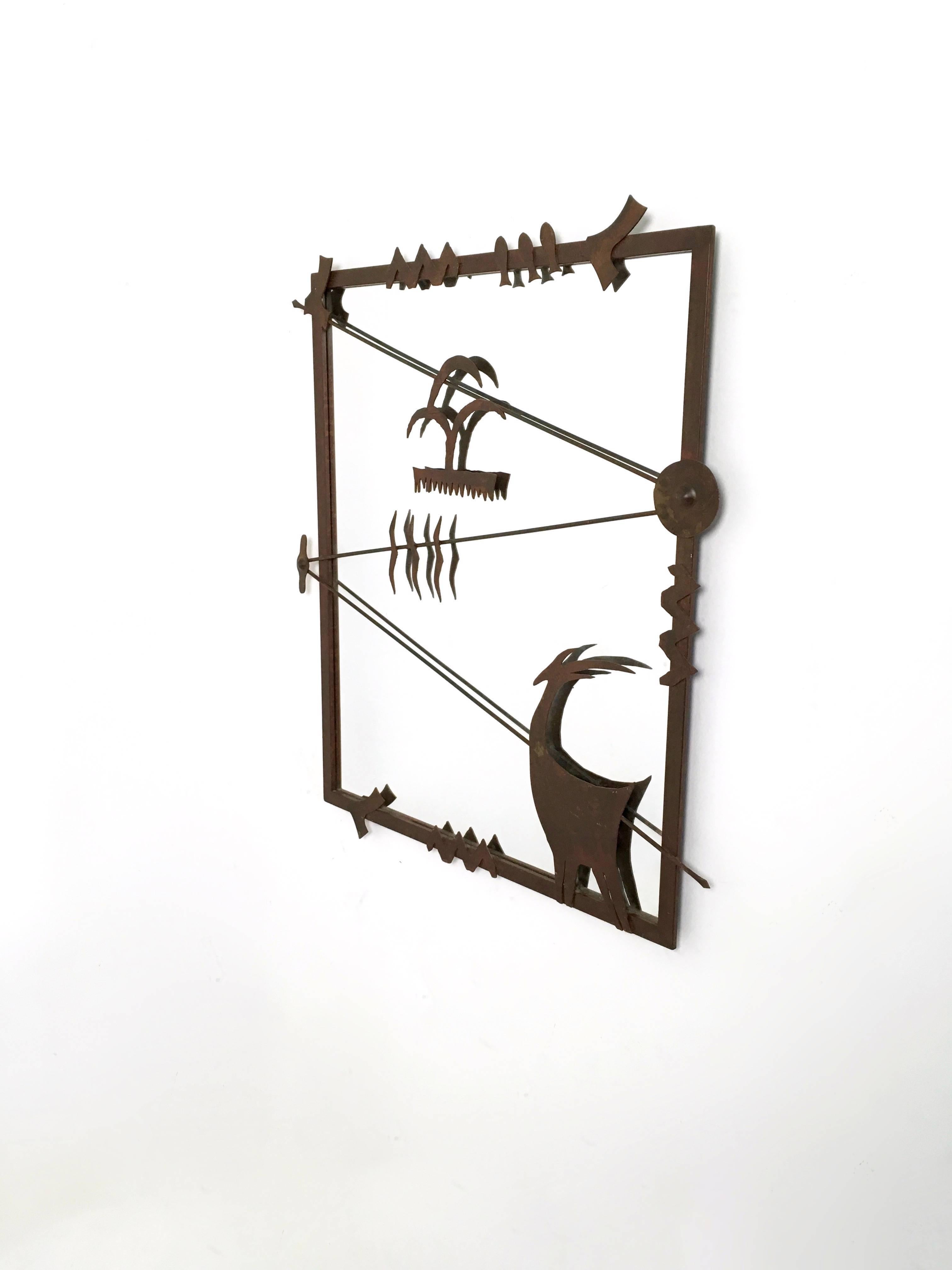 Italian Contemporary Wall Mirror with Iron Frame, Italy For Sale