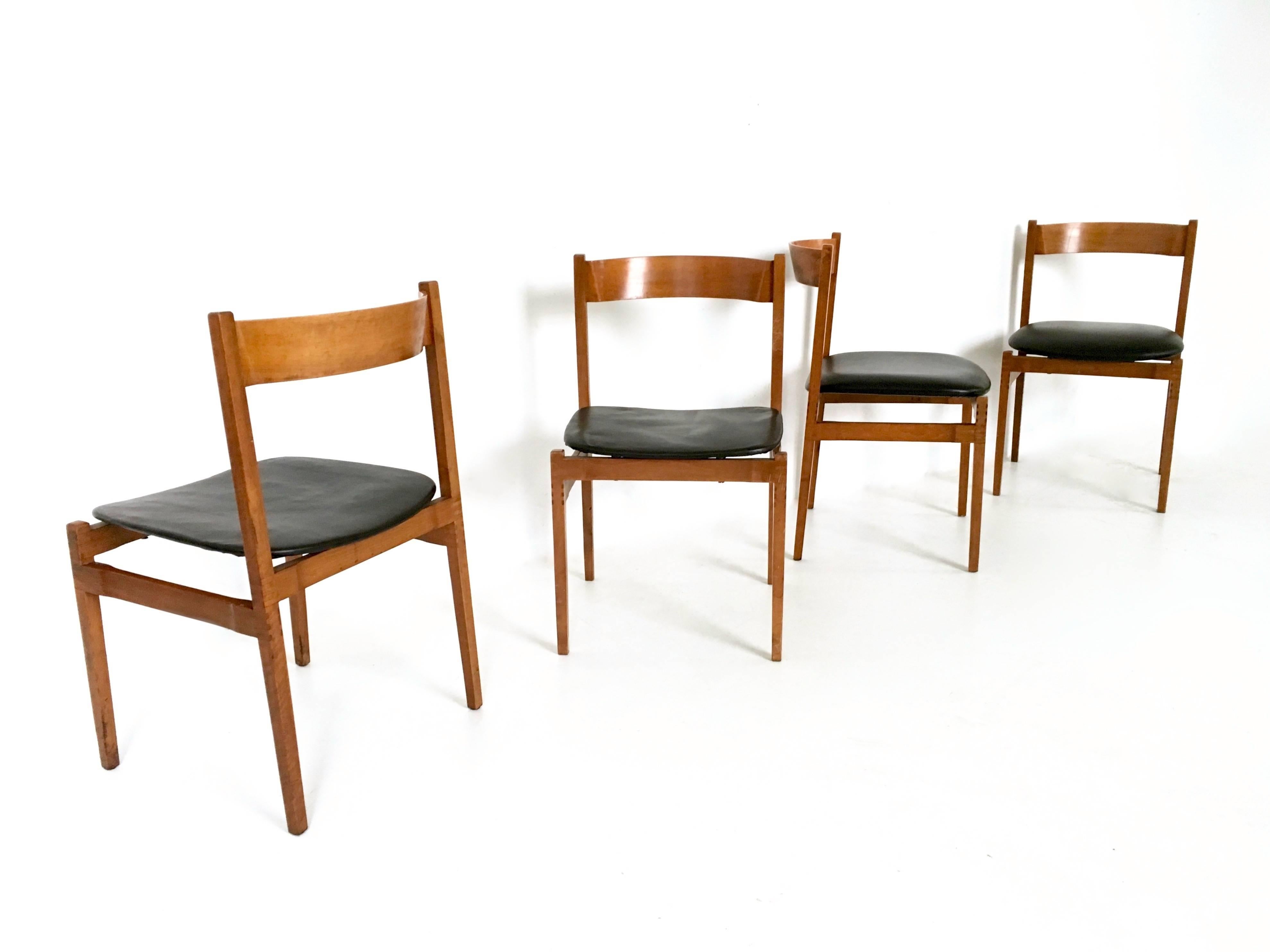 Italian Set of Four Chairs by Gianfranco Frattini for Cassina, 1950s
